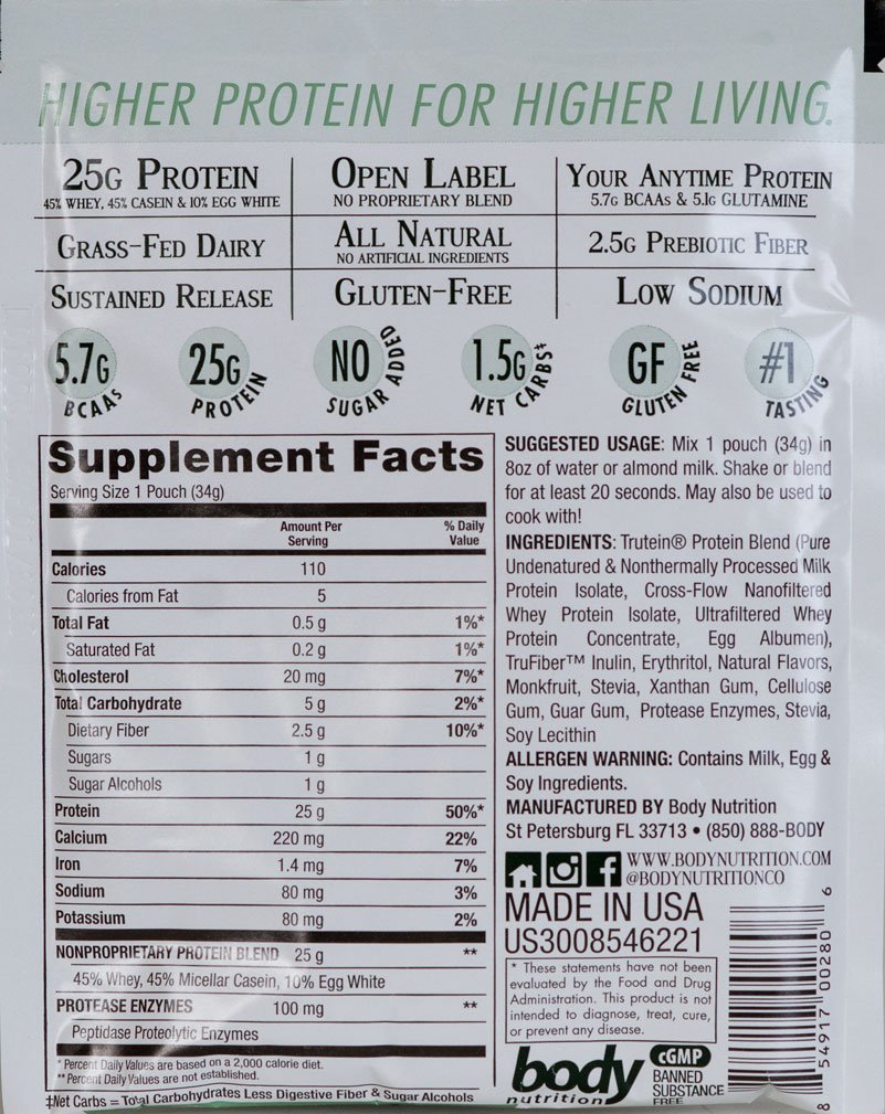 Trutein Naturals Vanilla Bean Protein Blend Sample 34g - Grass Fed Whey Protein Powder for Shakes, Meal Replacement & Post Workout Recovery | Ideal for Breakfast, Gym & Healthy Lifestyle