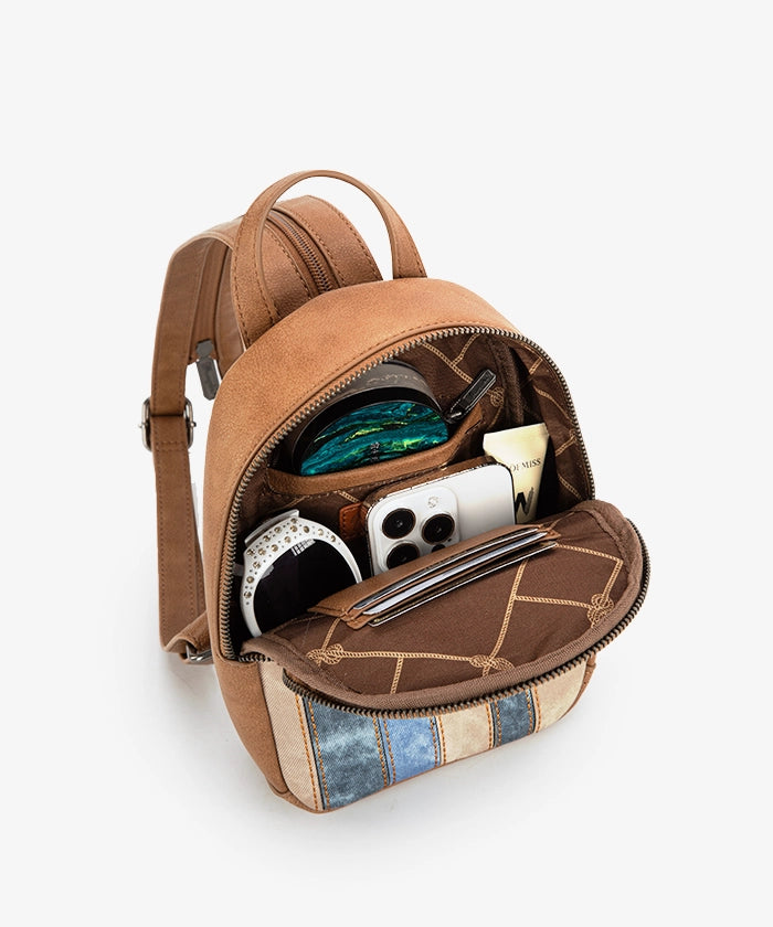 Wrangler Denim Textured Sling Bag for Men & Women - Stylish Crossbody Shoulder Bag for Travel, Hiking, and Everyday Use