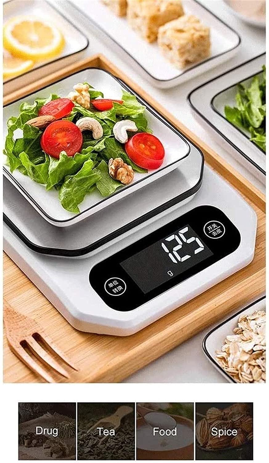 Premium Digital Kitchen Scale - 5kg/11lb Stainless Steel Food Scale with LED Display, Tare & PCS Function - Precise Weighing for Cooking, Baking, Jewelry, and Medicine | Perfect for Home Chefs, Bakers & Small Businesses