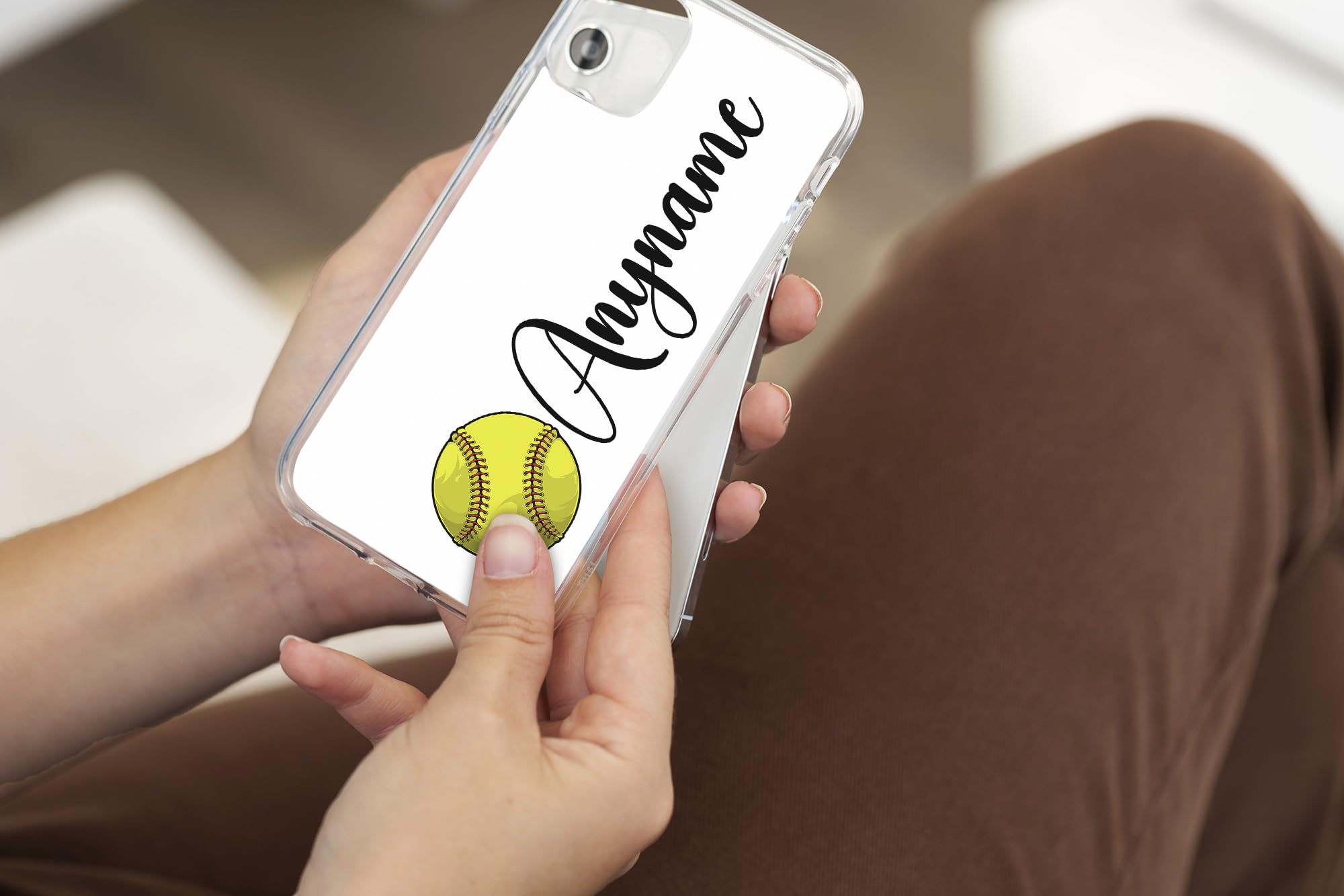 Custom Softball Phone Case with Personalized Name & Number - Durable Clear Protective Cover Compatible with iPhone 15/14/13/12/11/X/XR/XS/Pro Max/Ultra - Perfect for Baseball Games, Sports Fans & Team Spirit (Softball V1)