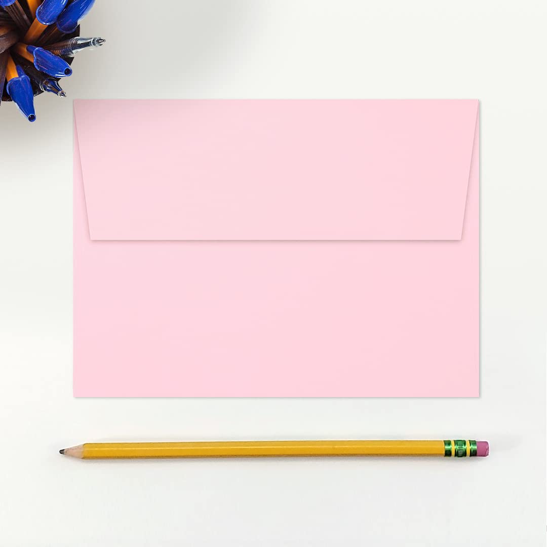 LUXPAPER A7 Invitation Envelopes 5x7 Cards - 80 lb Candy Pink Printable Envelopes with Peel & Press Seal (1000 Pack, 5.25