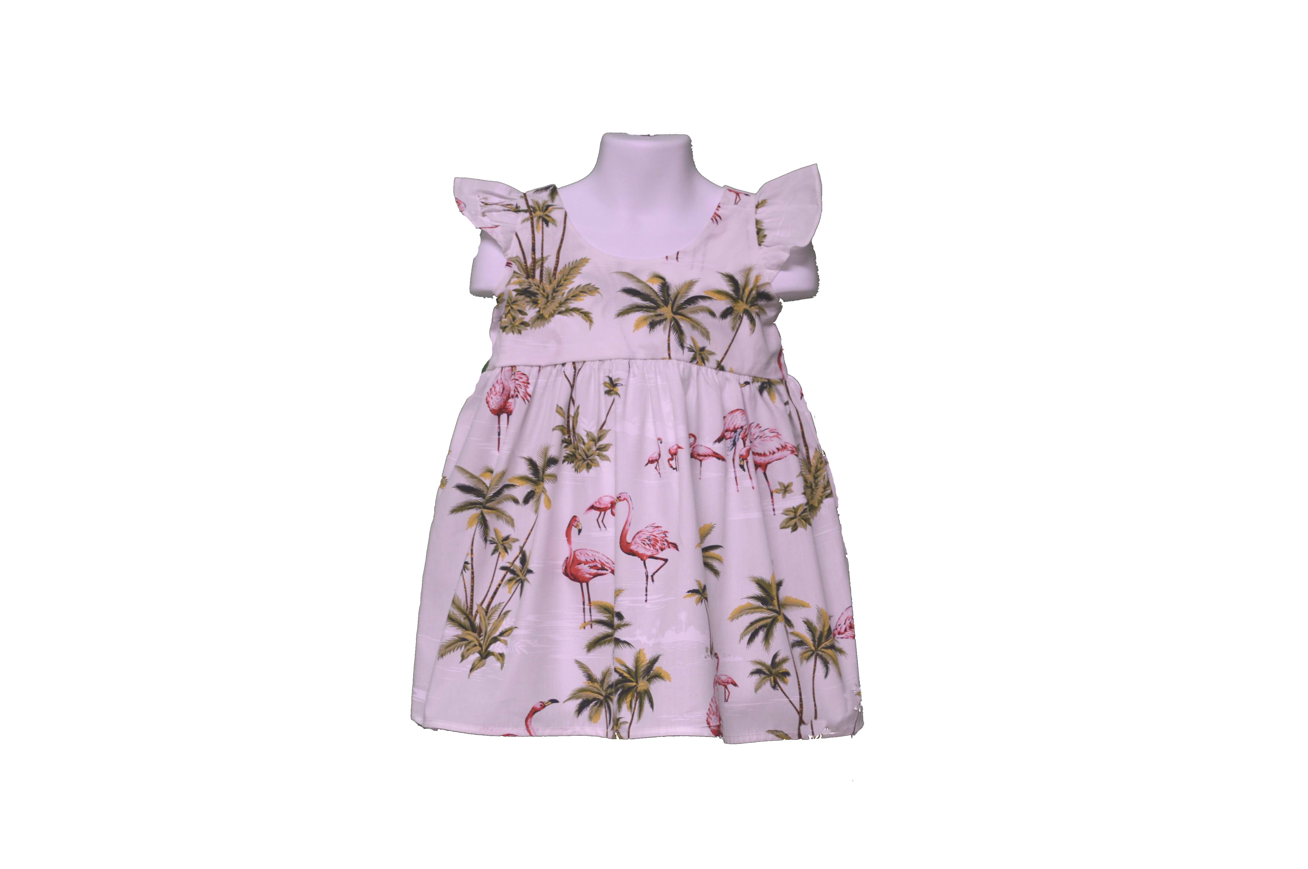 Hawaiian Dress for Girls - Flamingo & Palm Tree Print Summer Outfit - Perfect for Beach Vacations, Luau Parties & Tropical Themed Events