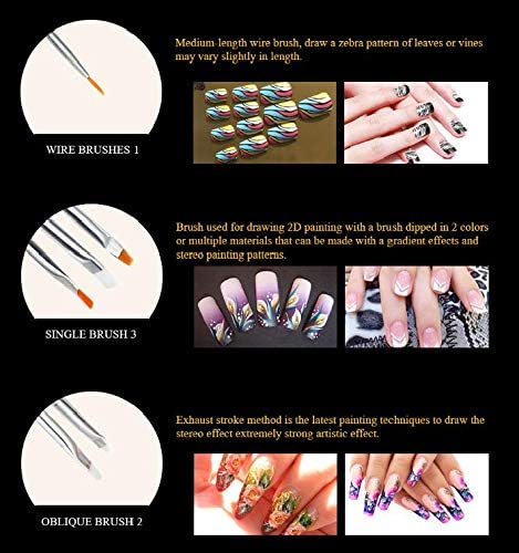 INOG 15-Piece UV Gel Acrylic Nail Brush Set - Professional Nail Art Design Painting Tools with Drawing Pen & Polish Brushes (White) | Perfect for Salon, Home Manicures & Nail Art Creations