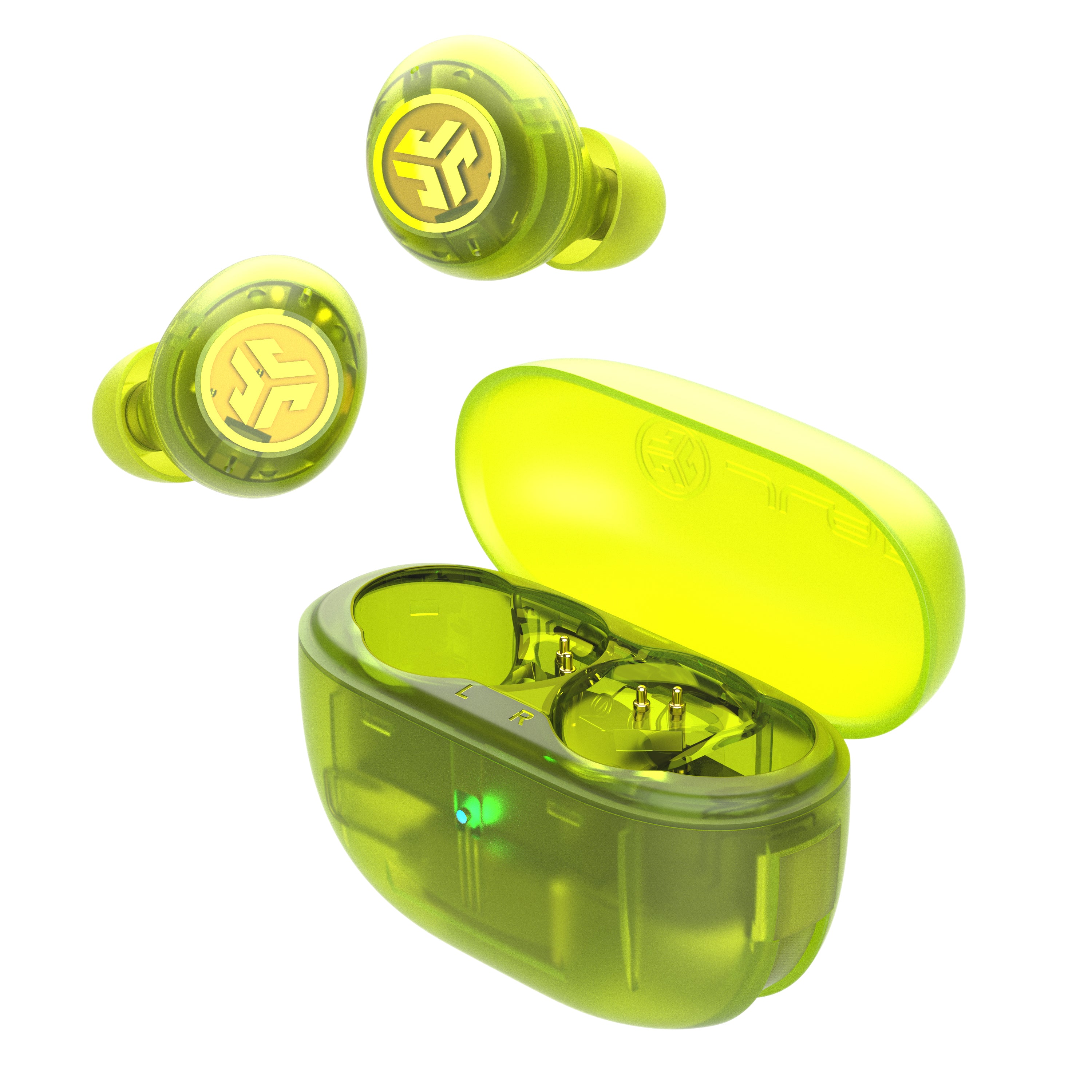 Go Pop ANC True Wireless Earbuds - Transparent Neon Green Bluetooth 5.0 Earbuds with Active Noise Cancelling, 30H Playtime, IPX5 Waterproof - Perfect for Gym, Running & Travel
