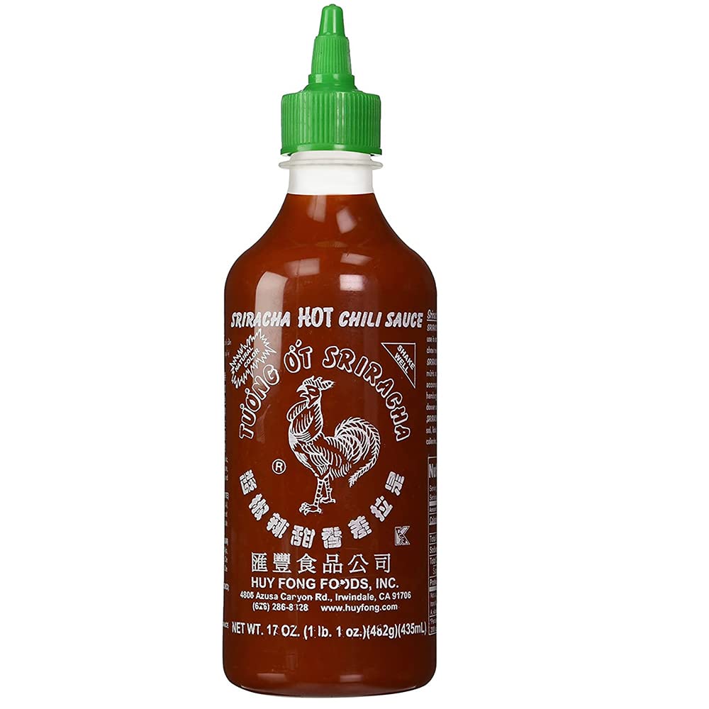 Huy Fong Sriracha Hot Chili Sauce - 17oz Bottle (Pack of 3) | Spicy Asian Hot Sauce for Cooking, Pho, Ramen & Dipping | Perfect for Home Kitchens & Restaurants