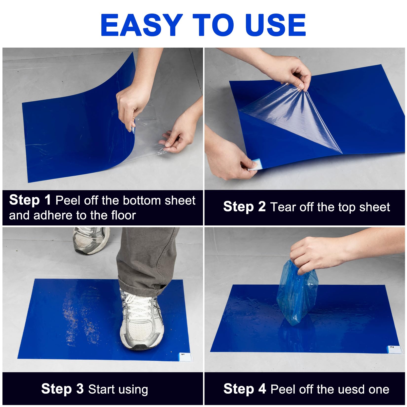 CARGEN Sticky Mats 17x13 Inches - Adhesive Floor Mats for Pet Hair Removal, Cleanroom, Laboratory & Hospital Use | 30 Sheets Blue Tacky Mat | 1-Pack for Home, Office & Industrial Cleaning