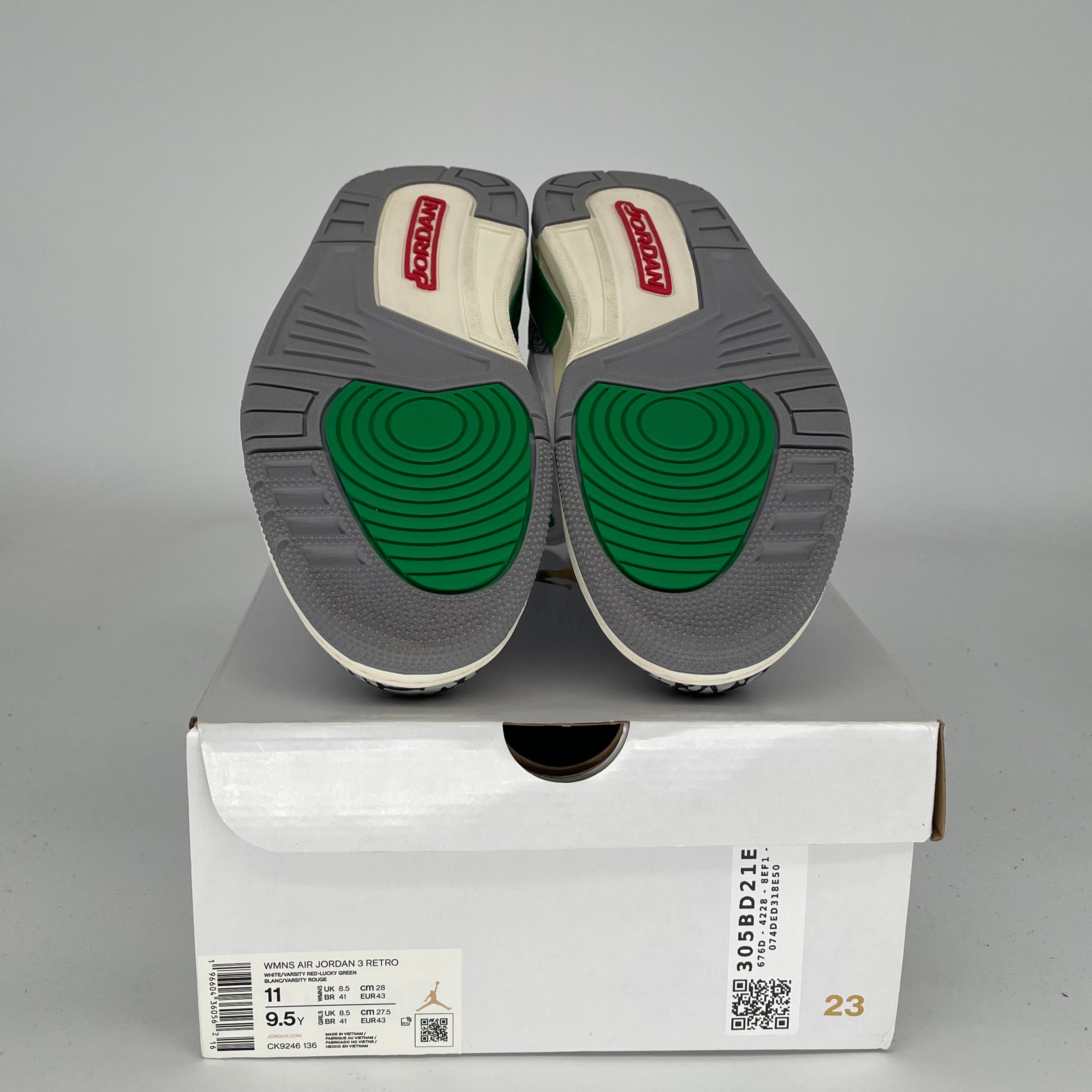 AIR JORDAN 3 Lucky Green Women's Sneakers - Size 9.5/11W (CK9246-136) - Retro Basketball Shoes for Women, Casual Streetwear & Gym Workouts