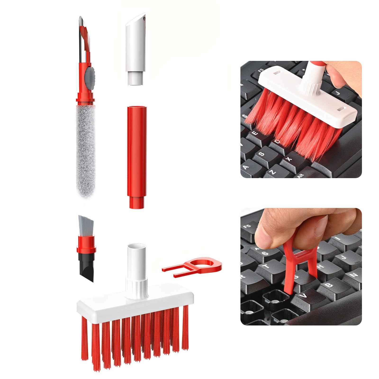 7-in-1 Soft Brush Keyboard Cleaner Kit - Computer Cleaning Tool with Microfiber Brush, Keycap Puller & Corner Duster for Laptop, Bluetooth Headset, AirPods, Camera Lens, Lego - Perfect for Office, Gaming & Electronics Maintenance