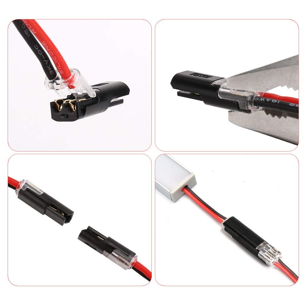 TYUMEN 12-Pack 2 Pin Spring Wire Connectors - No Stripping Tool Required, Quick Splice Terminals for AWG 20-24 Wires - Ideal for LED Lighting, Home Electrical Projects & DIY Wiring Repairs