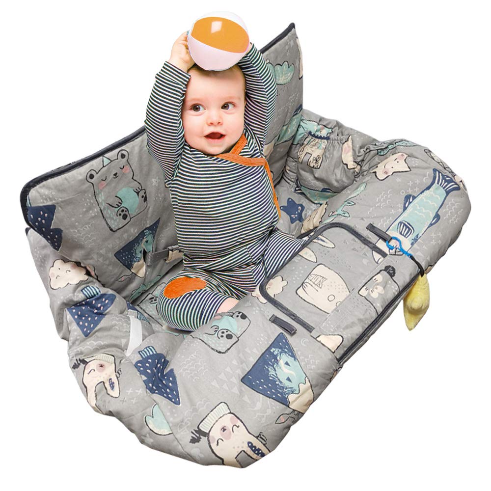 Baby Shopping Cart Cover & High Chair Cover - Soft Cotton, Machine Washable for Infants & Toddlers - Perfect for Boys & Girls (Cute Designs) - Ideal for Grocery Shopping & Restaurant Dining