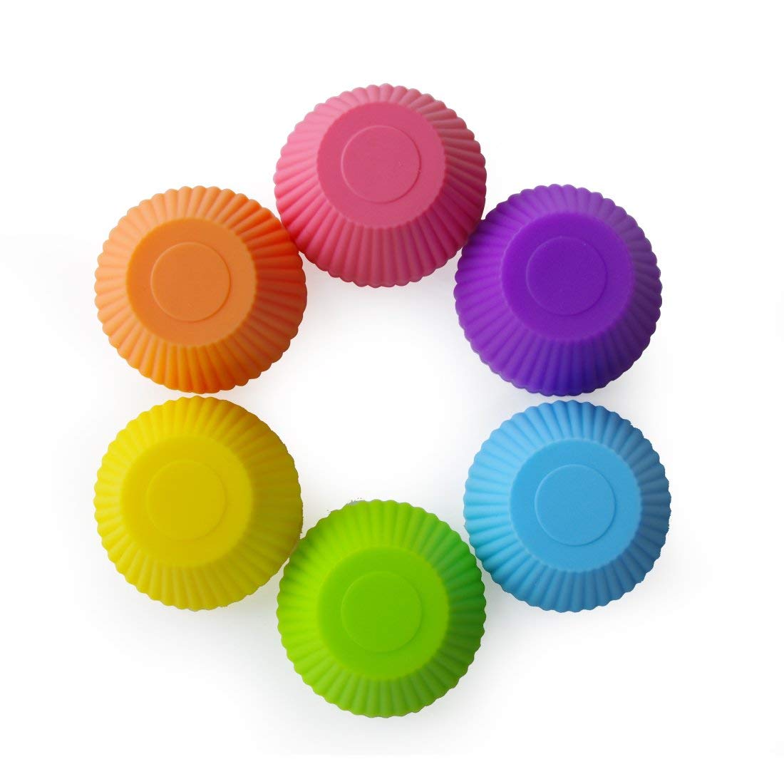 2 Inch Mini Silicone Baking Cups - Reusable Nonstick Muffin Liners & Chocolate Truffle Holders (24 Pack, 6 Colors) - Perfect for Cupcakes, Desserts, Party Favors & Candy Making