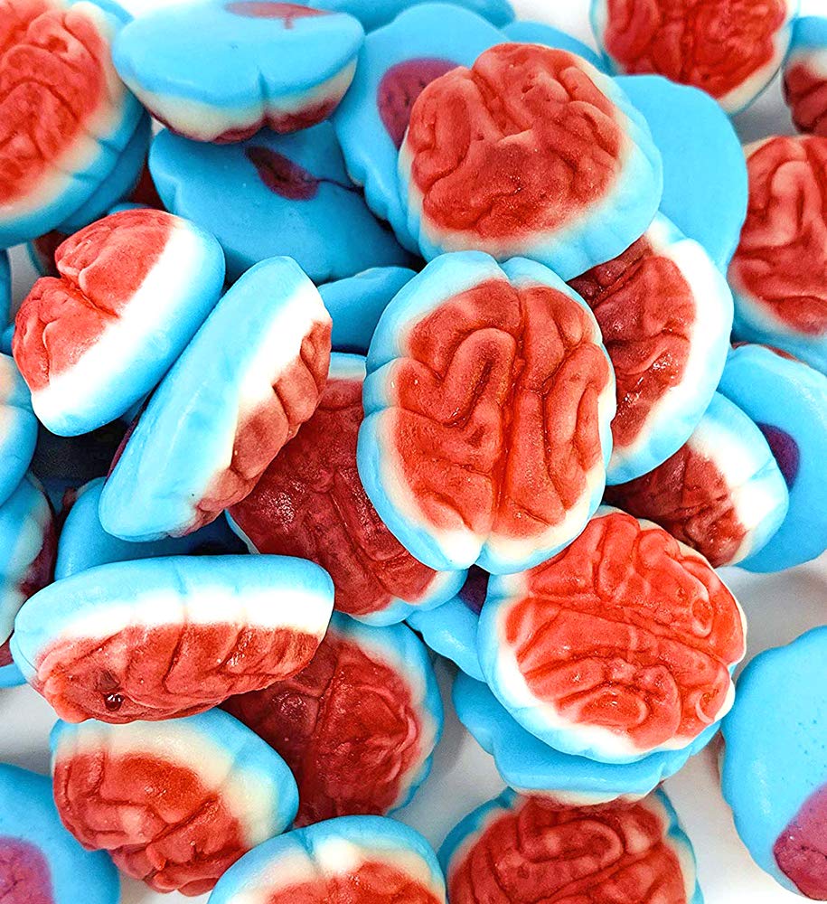 SweetGourmet Jelly Filled Gummy Brains - 2lb Bulk Unwrapped Candy for Halloween Party Favors, Trick or Treat, Movie Night Snacks & Office Treats
