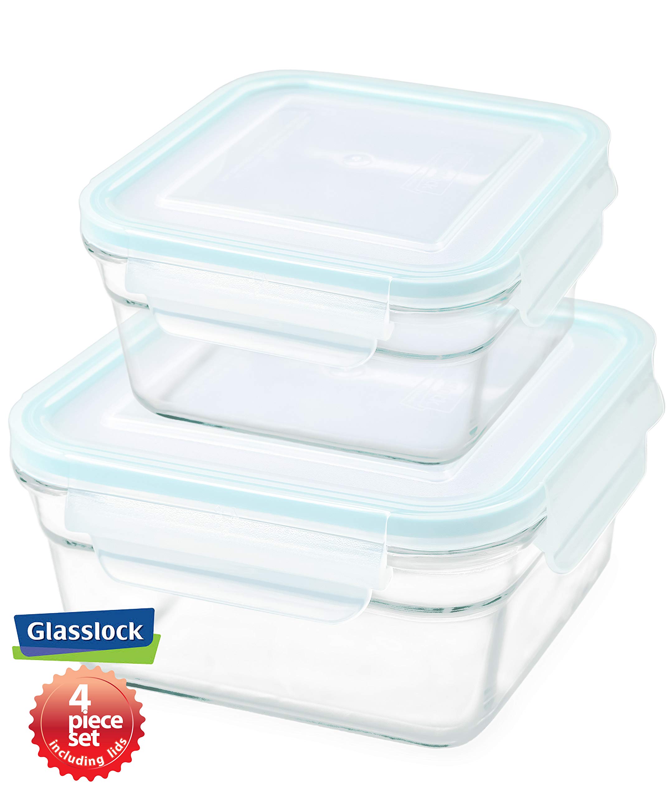 Premium Snaplock Lid Tempered Glass Food Storage Containers - 26oz & 12oz (4-Piece Set) - Leakproof, Microwave & Oven Safe - Ideal for Meal Prep, Leftovers & Freezer Storage