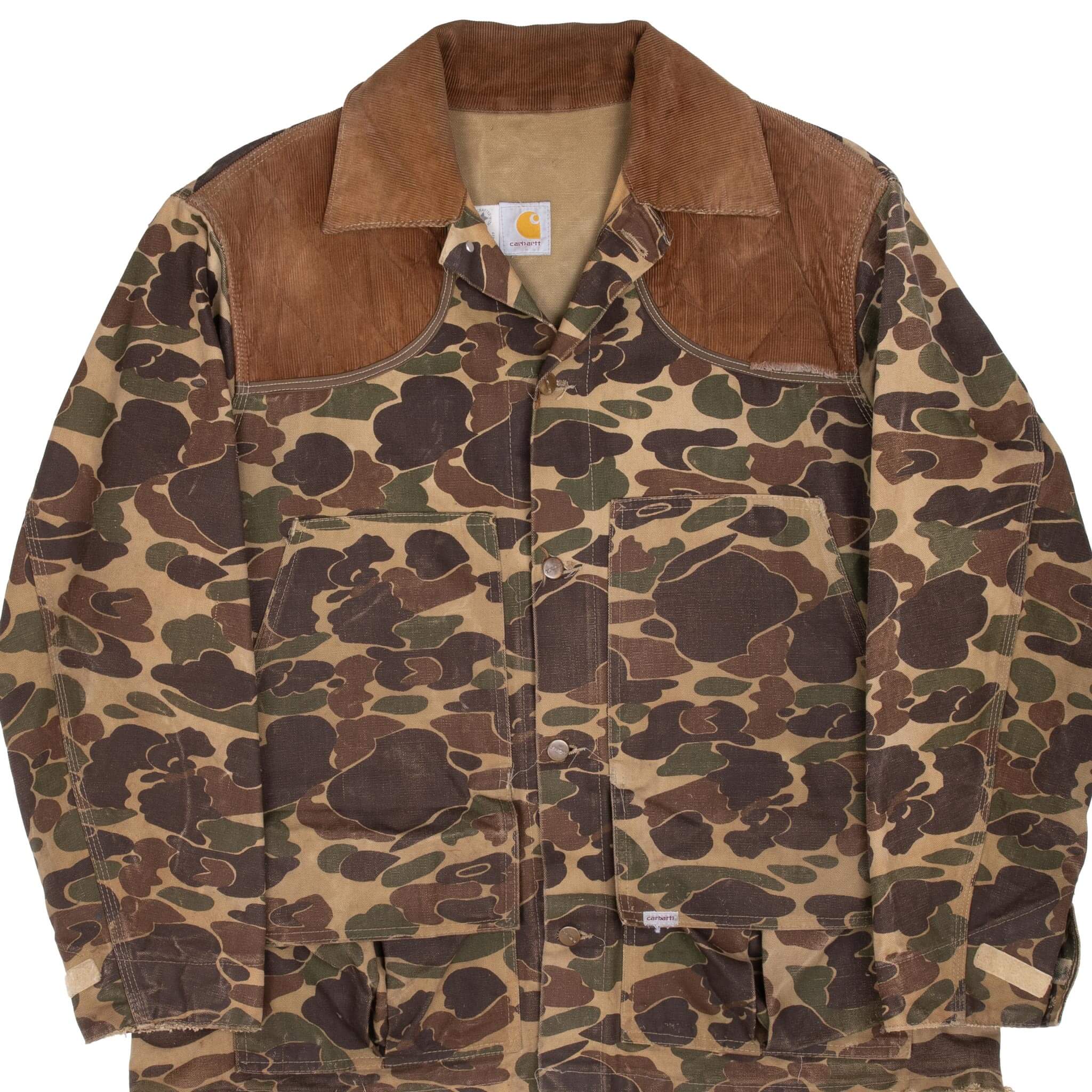 Vintage Carhartt Duck Camo Hunter Jacket CU253 Size XL - Made in USA - Durable Hunting & Outdoor Workwear for Men