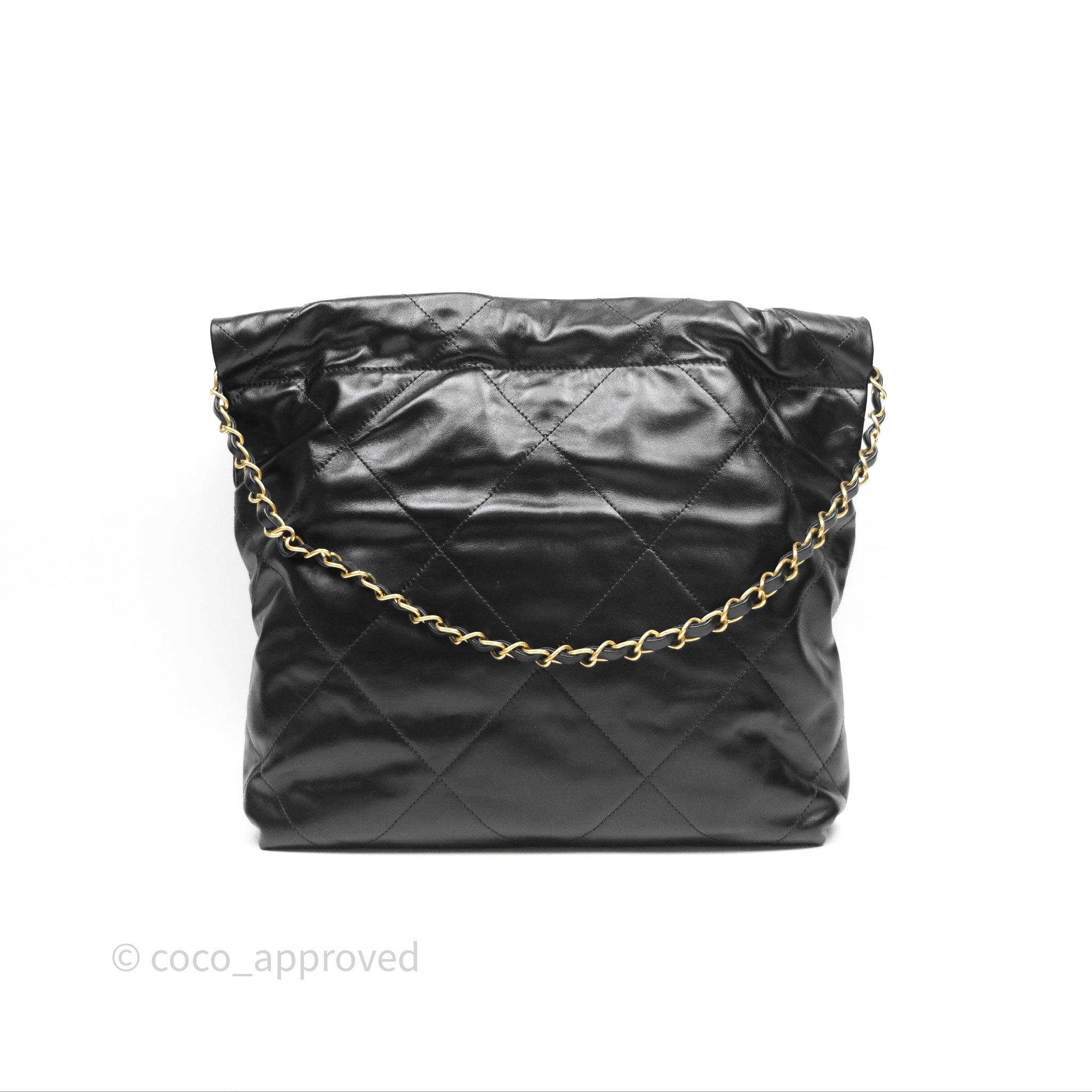 Chanel 22 Small Handbag Black Shiny Calfskin Leather with Aged Gold Hardware - Luxury Crossbody Bag for Women, Perfect for Date Night & Evening Events