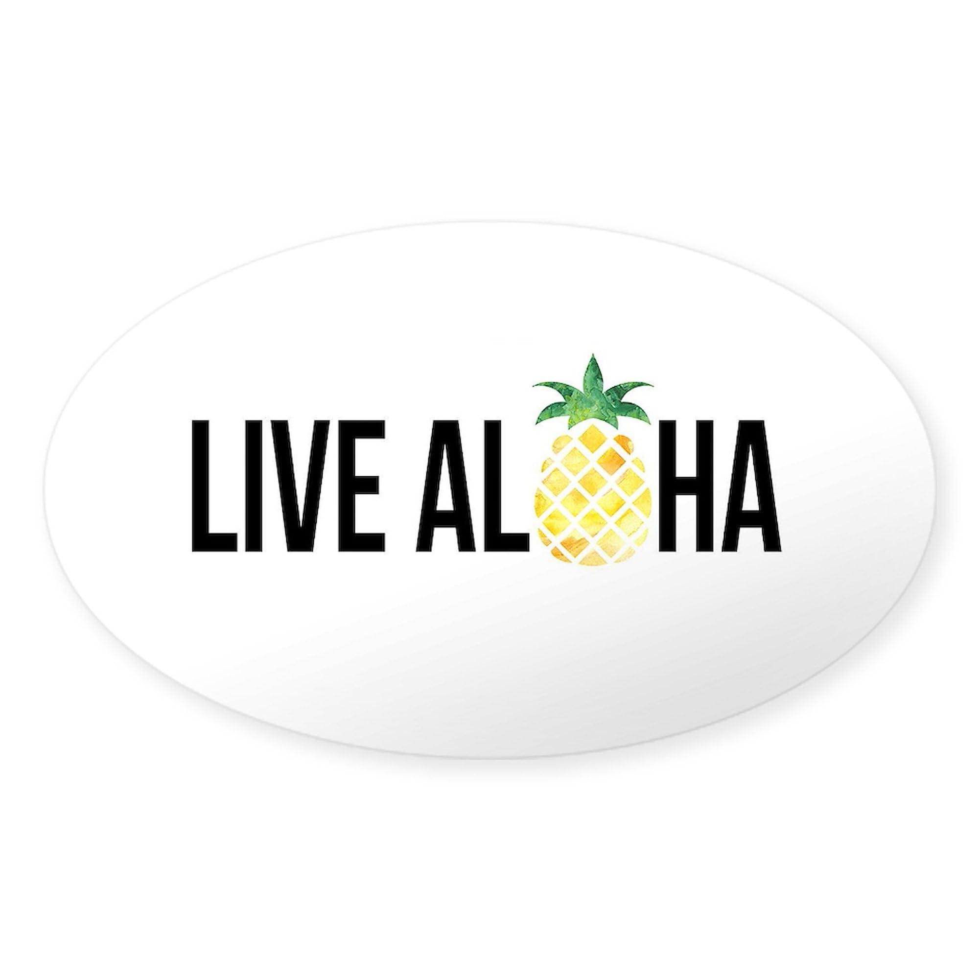 Live Aloha Oval Car Bumper Sticker - Hawaiian Decal for Cars & Laptops