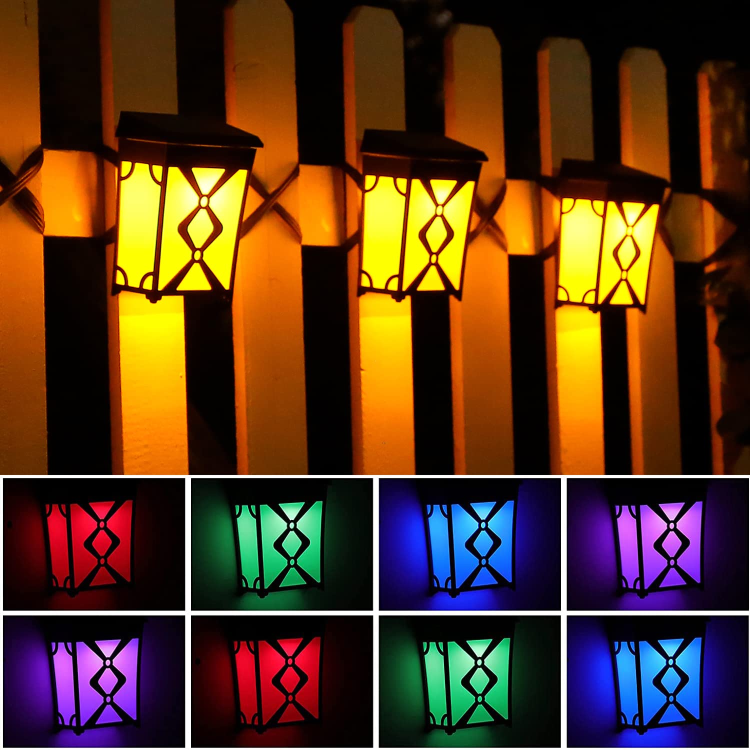 Marspeeder Solar RGB Fence Lights Outdoor - Waterproof IP65 Solar LED Changing Color Wall & Deck Lights for Garden, Backyard, Patio, Stair Steps, Front Door & Porch (2 Pack) - Perfect for Landscape Lighting & Nighttime Safety