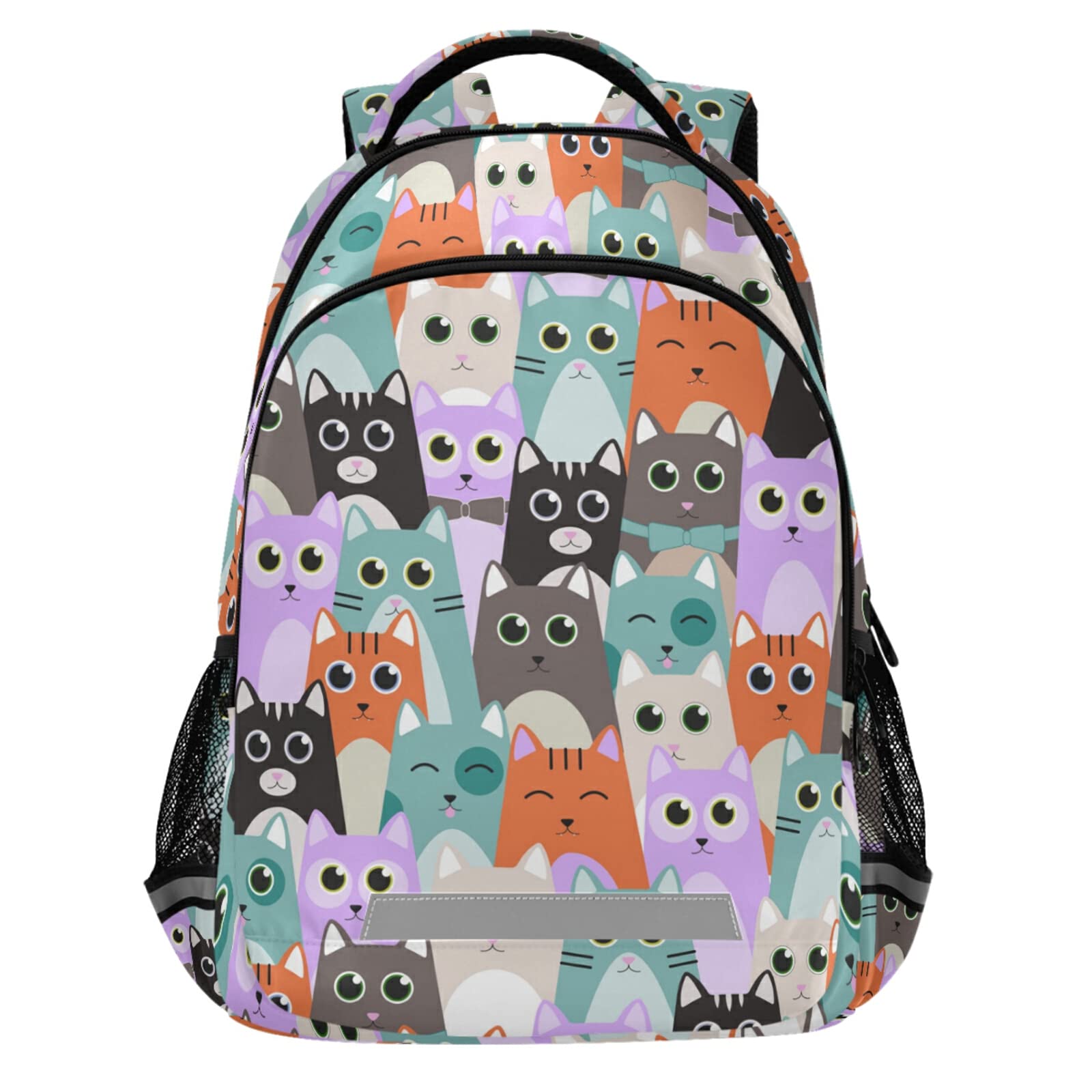 **Stylish Cute Cats School Backpack for Boys & Girls - Lightweight Travel Backpack with Wide Shoulder Straps & Reflective Strip - Perfect for College, Casual Daypack, and Outdoor Adventures**