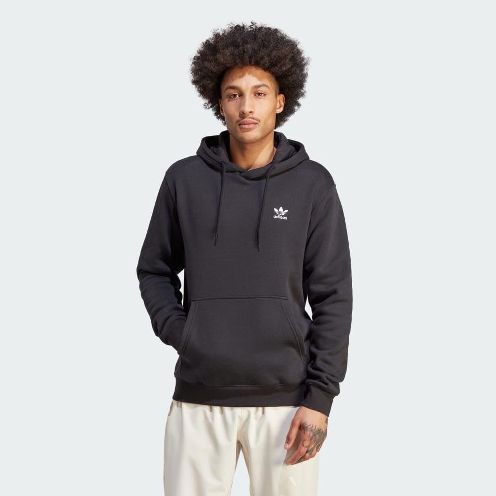 adidas Originals Men's Trefoil Essentials Hoodie - Comfortable Cotton Pullover Sweatshirt for Casual Wear, Street Style & Gym
