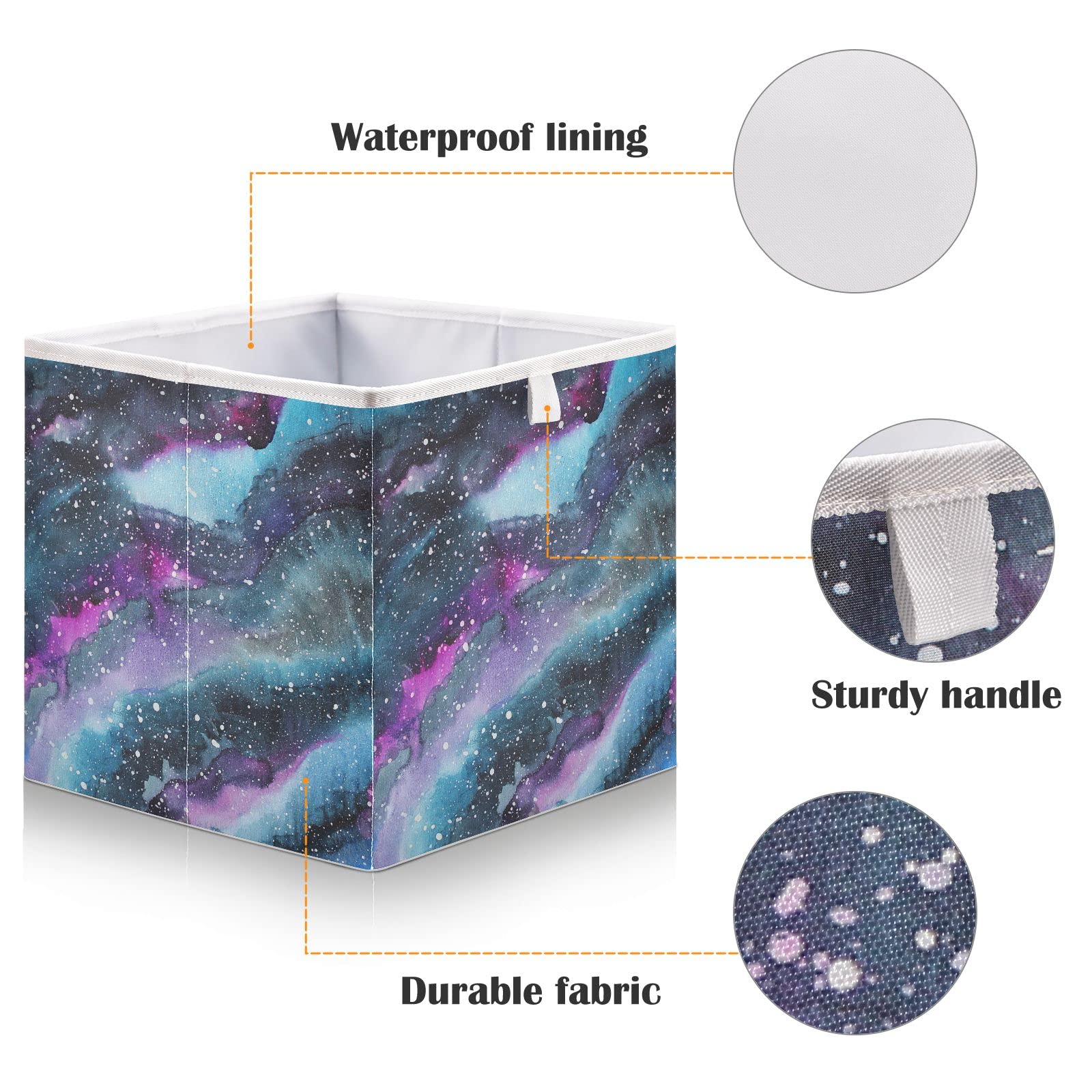 Marble Galaxy Storage Basket - Collapsible Square Storage Bin for Toys, Laundry & Home Organization | Space-Saving Home Decor for Bedroom, Nursery & Closet