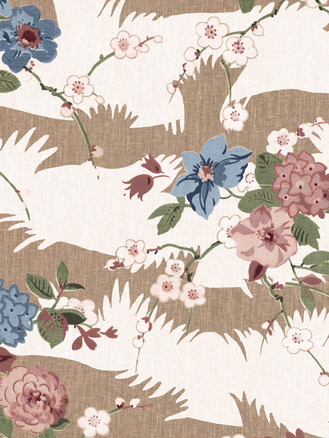 Nathan Turner Dora Chintz Wallpaper - Saddle Green Floral Pattern for Living Room & Bedroom Decor