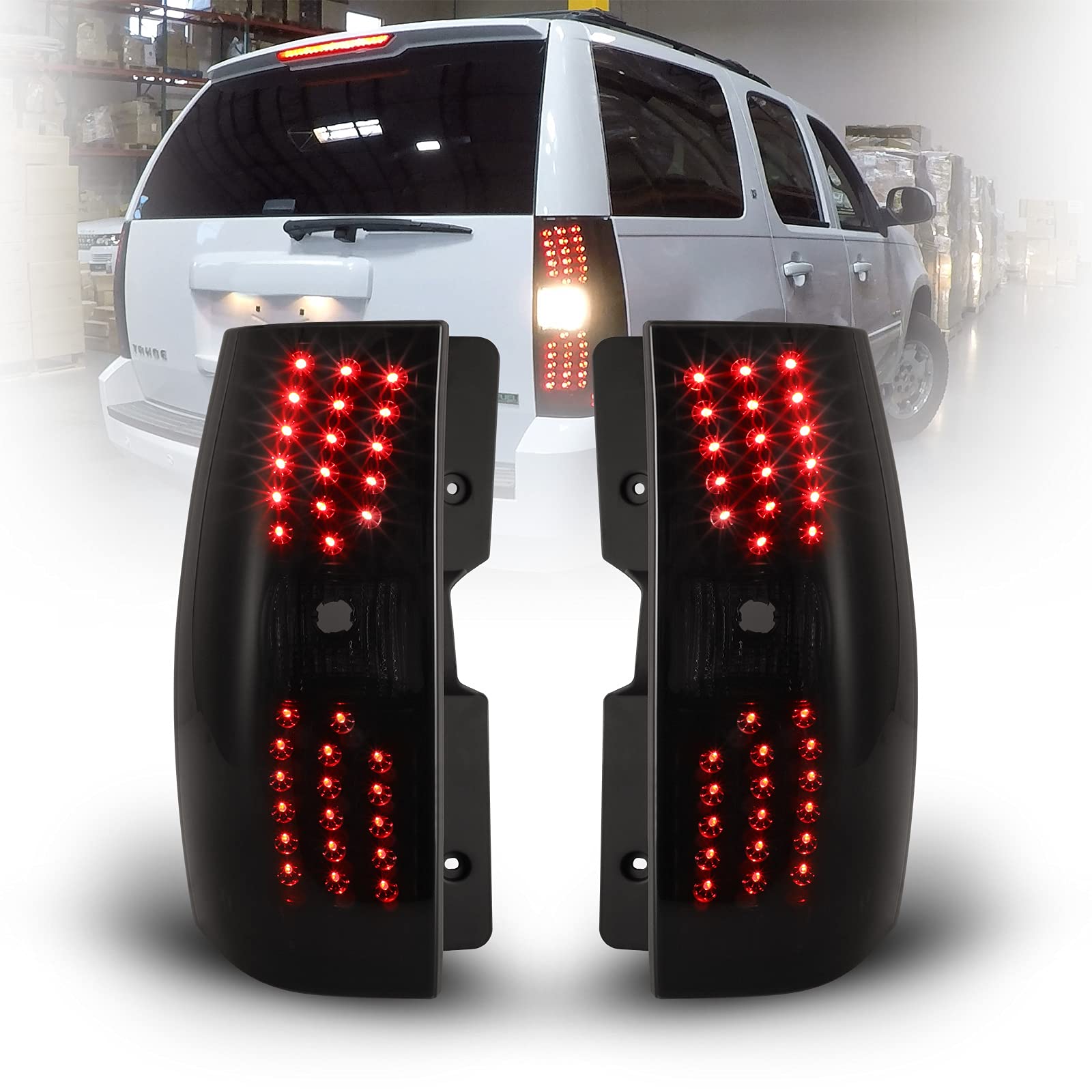 WOLFSTORM LED Tail Light Assembly for 2007-2013 Chevy Suburban & Tahoe - Smoke Lens Replacement - Enhanced Visibility & Style for Night Driving & Off-Road Adventures