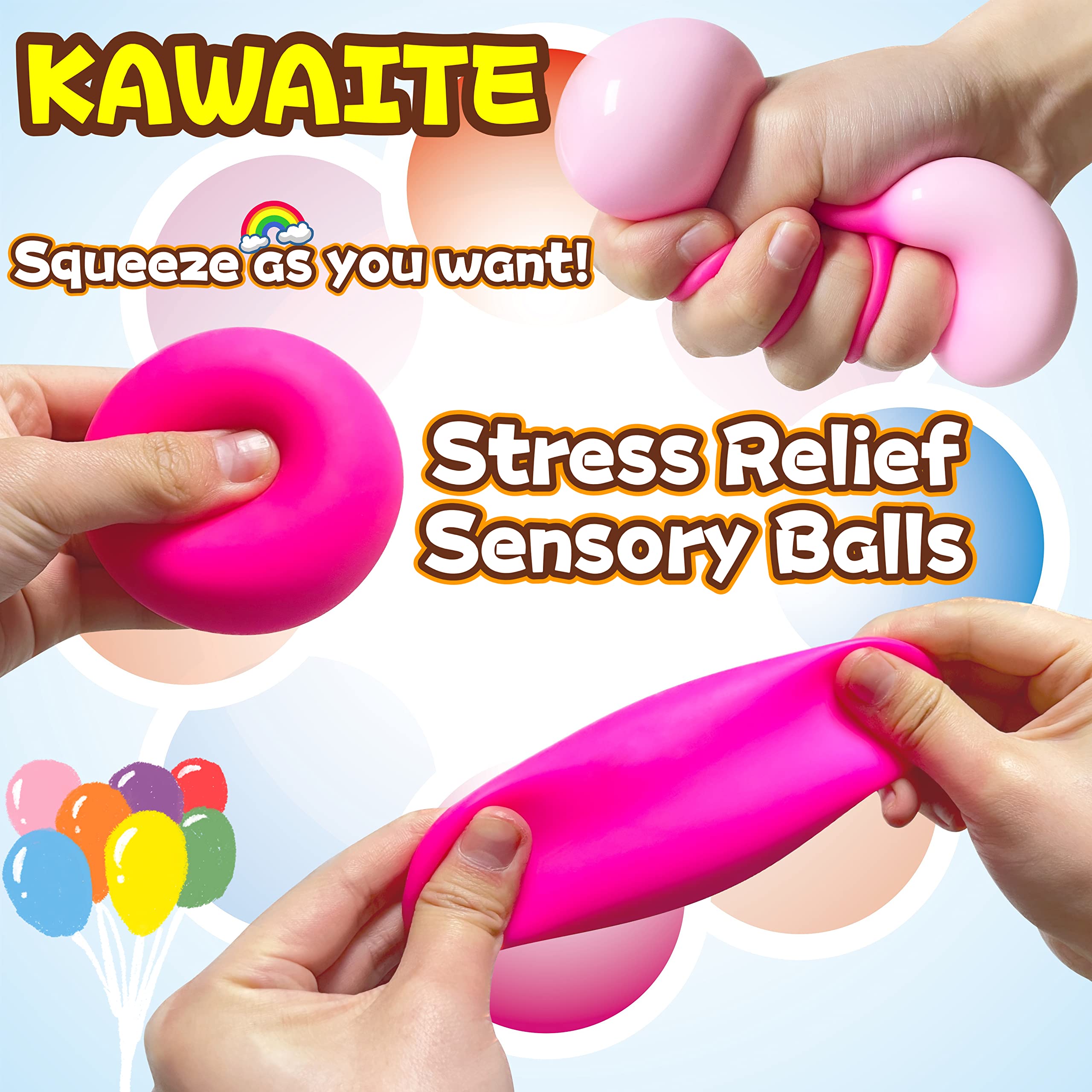 Soft Squishy Dough Stress Ball for Kids & Adults - 1 Pack Stretchy Squeeze Fidget Toy, Pink Anxiety Relief Ball for Teens with ADHD, Autism & Special Needs | Perfect for Office, Classroom & Home Stress Relief