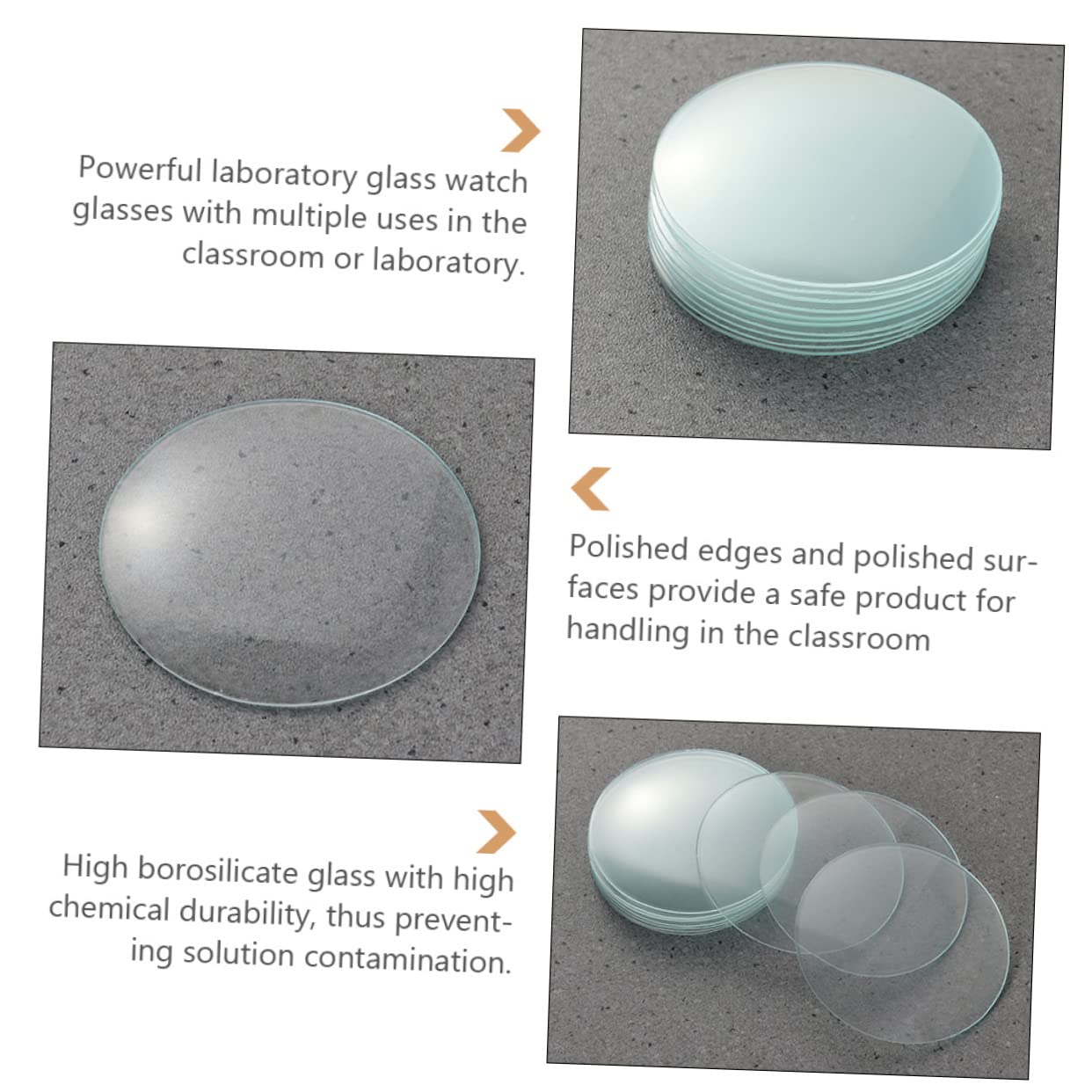 CHILDWEET 10pcs Glass Beaker Covers - Watch Glass Lids for Laboratory Experiments, Science Class & Chemistry Lab Use