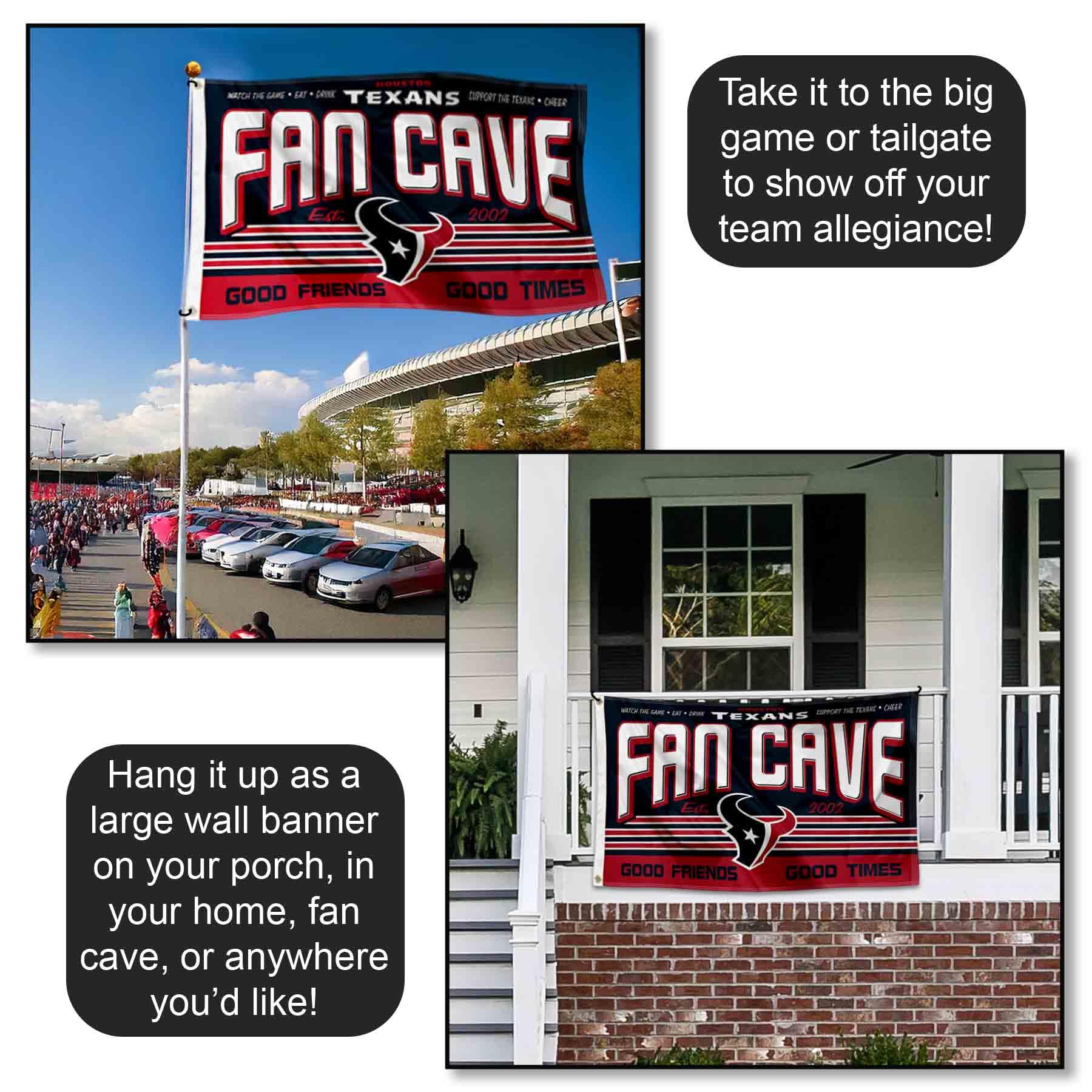 Houston Texans Fan Man Cave Banner Flag - NFL Team Decor for Game Day, Tailgating & Sports Room - Officially Licensed WinCraft Merchandise