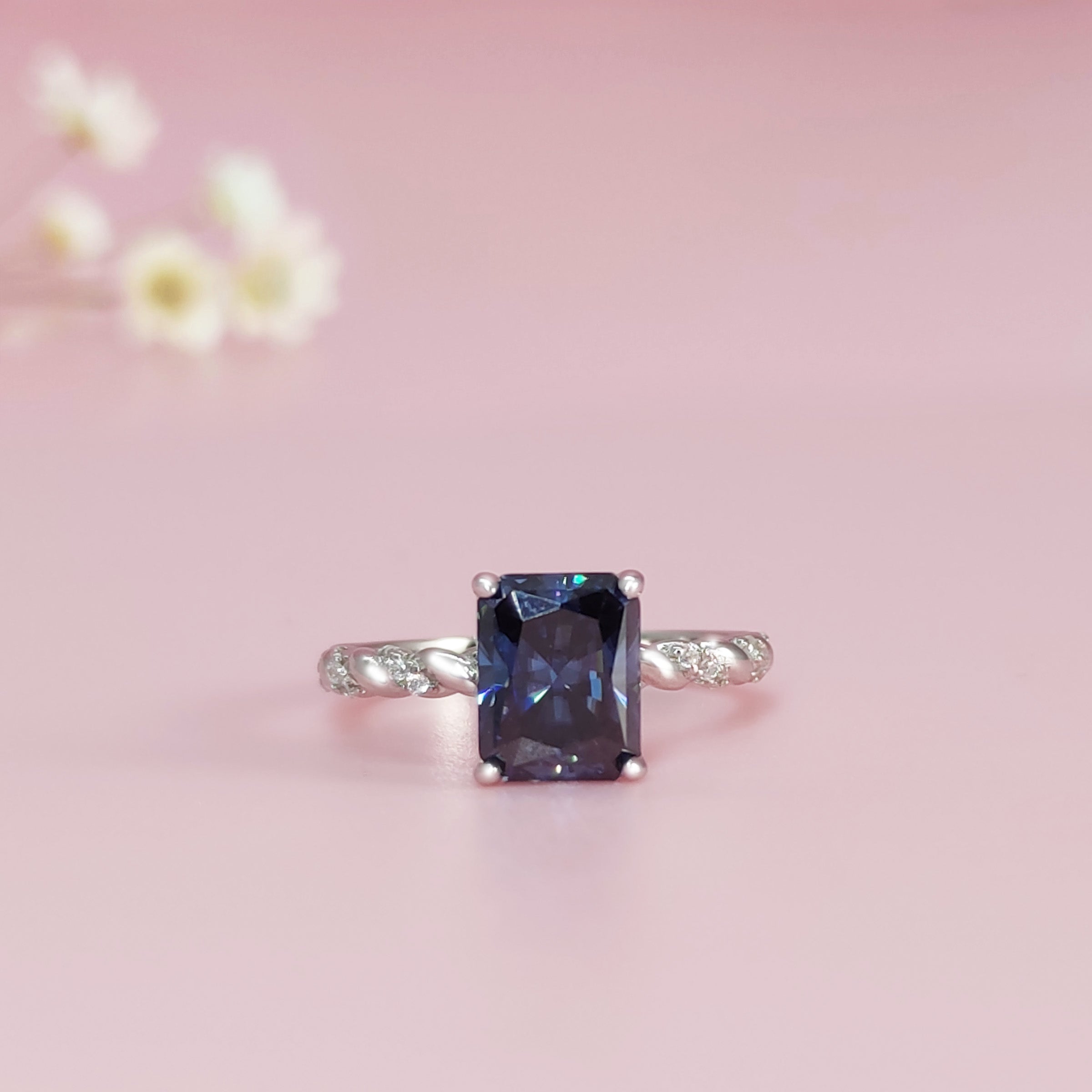 Twilight Whisper: Radiant Cut Moissanite Ashes Ring for Women | Elegant Memorial Jewelry for Loved Ones | Perfect for Remembrance Ceremonies & Special Occasions