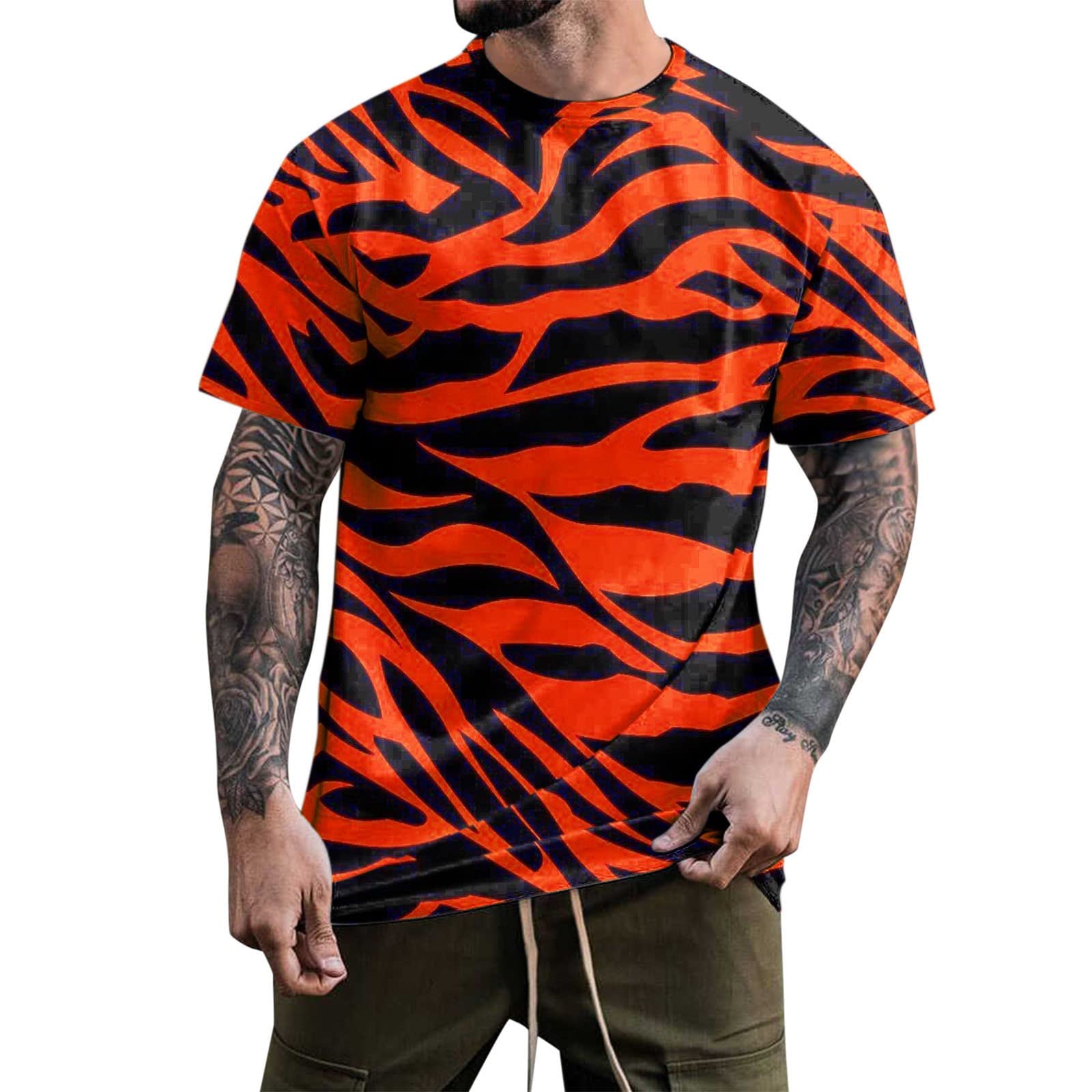 ZDFER Men's Short Sleeve Muscle Fit T-Shirt - Leopard Butterfly Graphic Print Crew Neck Tee for Gym, Workout & Summer Casual Wear | Athletic Performance Top for Vacation & Outdoor Activities