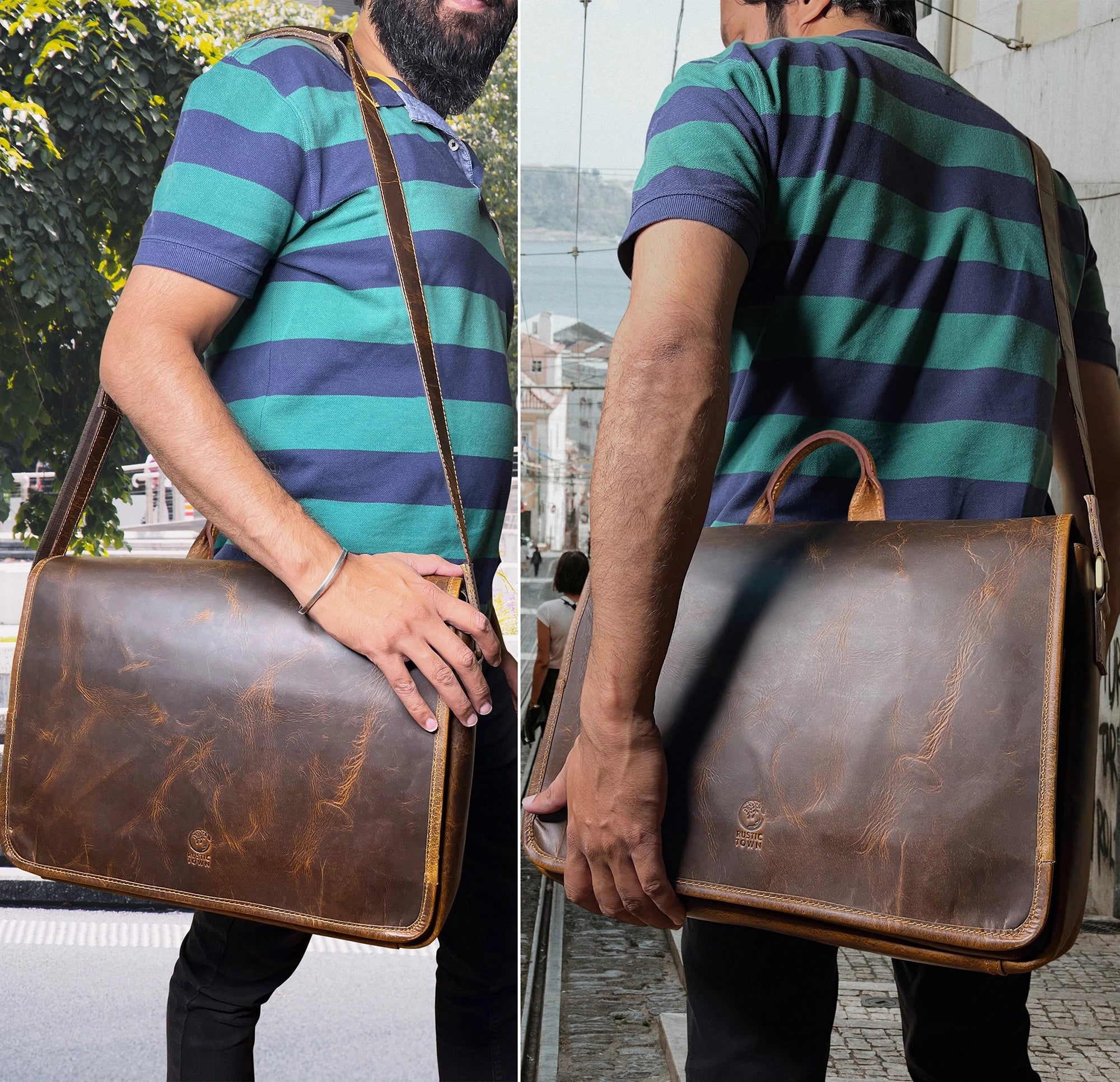 Premium Genuine Leather Messenger Bag for Men - Stylish Laptop Briefcase for Business, Office & Travel - Perfect Work Bag for Professionals & Commuters