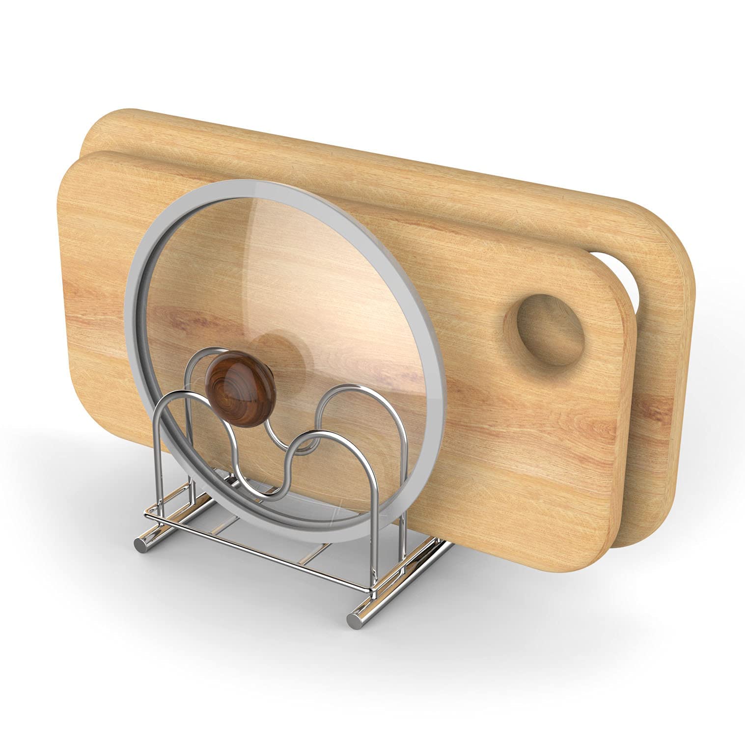 Premium 304 Stainless Steel Wire Cutting Board Holder - 3-Tier Kitchen Organizer Rack for Countertop Storage | Perfect for Small Spaces & Clutter-Free Kitchens