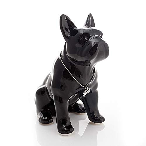 ZAMTAC Red Ceramic French Bulldog Statue - Handcrafted Porcelain Dog Figurine for Home Decor, Room & Garden Ornament | Perfect for Living Room Shelf, Office Desk & Outdoor Patio Decorations