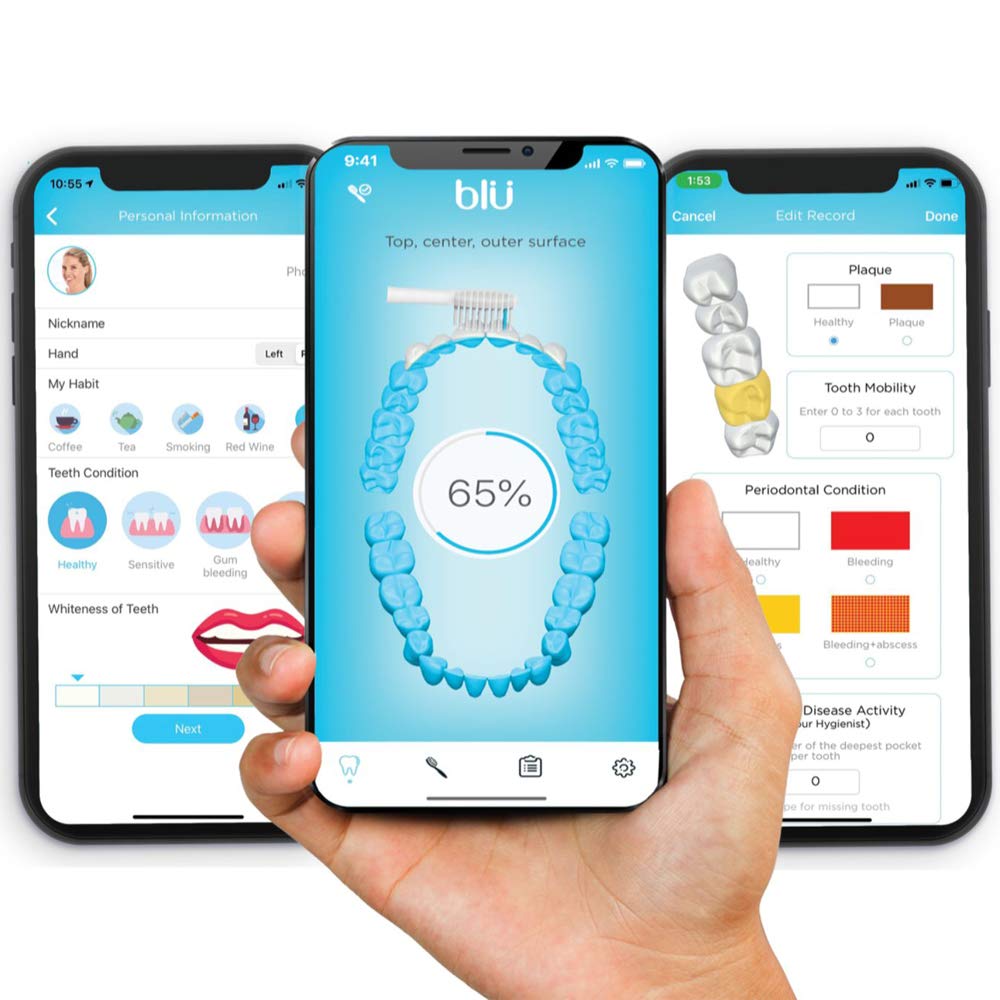 Blu Smart Electric Toothbrush for Adults - Sonic Power Toothbrush with Bluetooth App & Live Tracking Technology (Black) - Perfect for Travel, Home & Daily Oral Care Routine