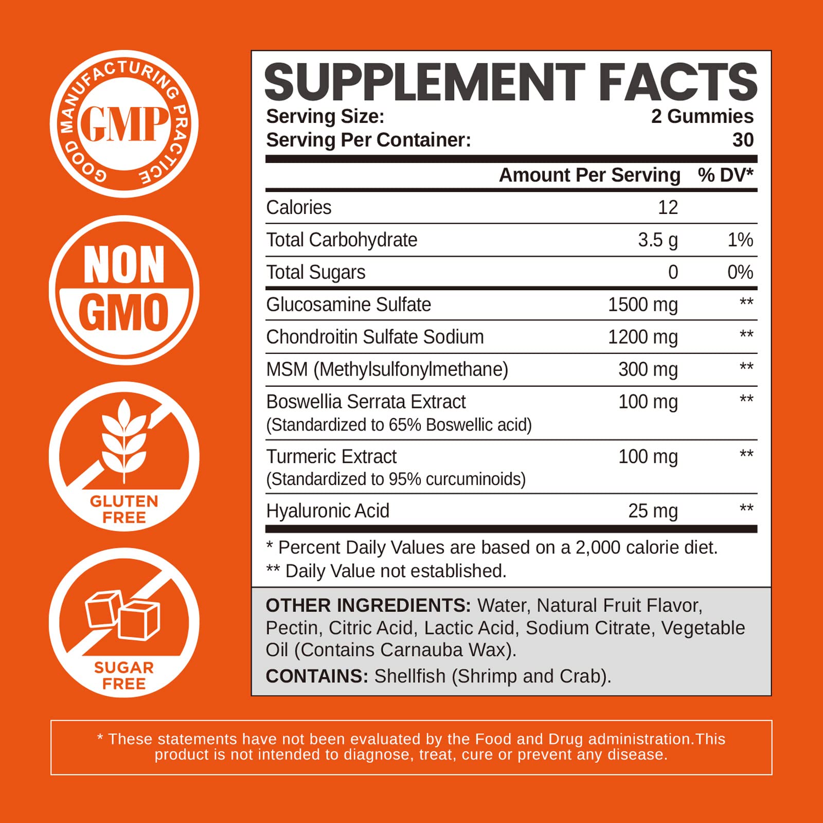 Glucosamine Chondroitin Gummies Sugar Free - 1500mg Joint Support Supplement with MSM & Turmeric for Adults (120 Count) - Supports Mobility & Comfort for Active Lifestyles