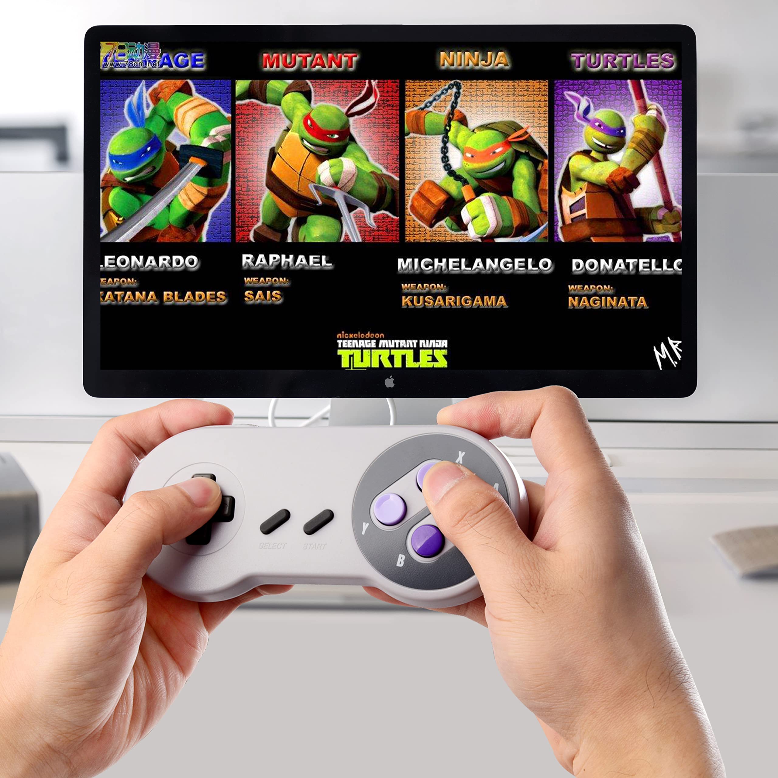 SAFFUN 2 Pack 2.4GHz Wireless USB SNES Controller for PC - Compatible with Windows, Mac, Linux, Raspberry Pi, RetroPie, OpenEmu - Rechargeable Plug & Play Gamepad for Retro Gaming & Emulation - Perfect for Classic SNES Games on Modern Systems