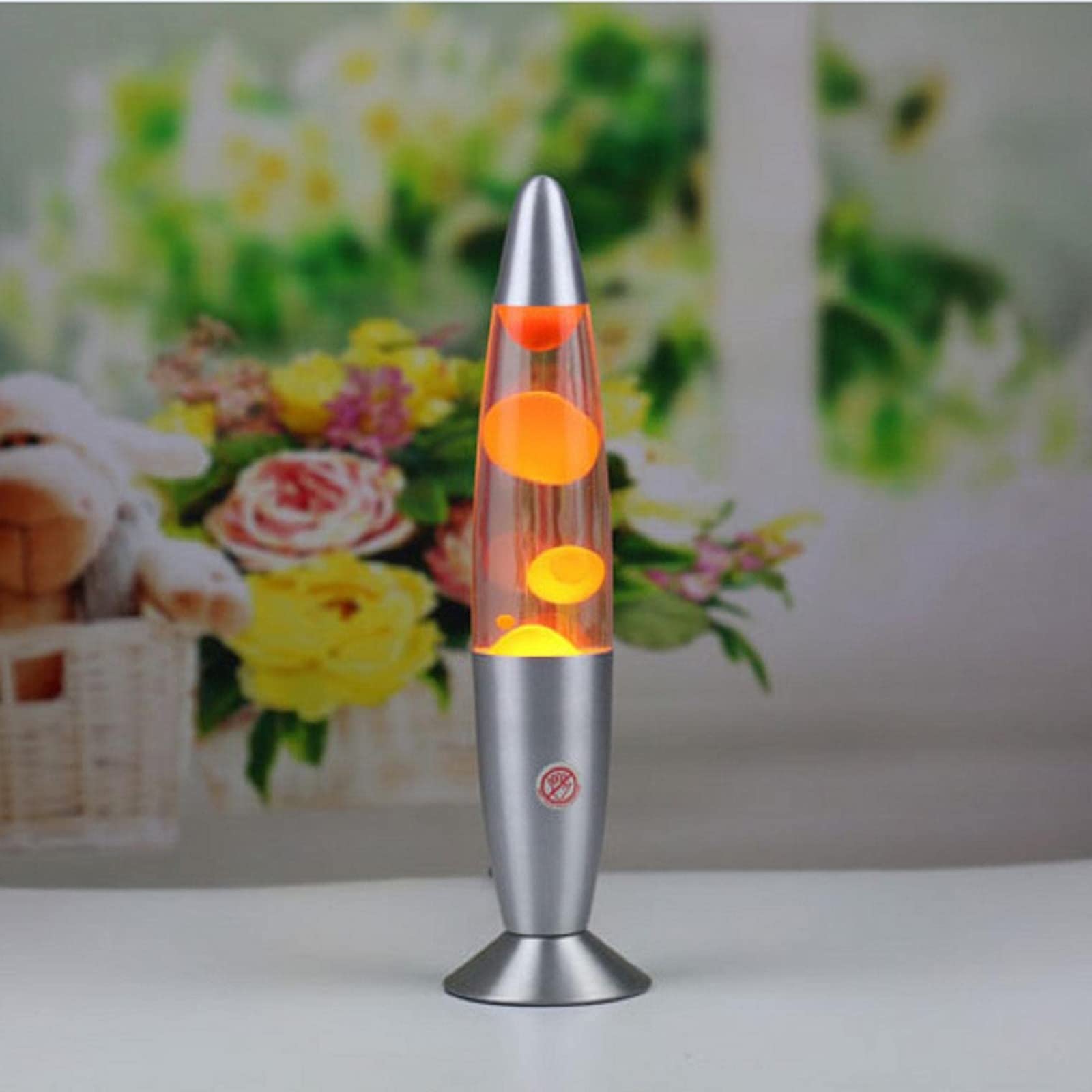 13 Inch Jellyfish Lava Lamp with Silver Base - Creative Volcano Wax Glitter Night Light, Aluminum Alloy Bedside Decor for Christmas & Birthday Gifts (Orange) | Perfect for Bedrooms, Living Rooms & Relaxation Spaces