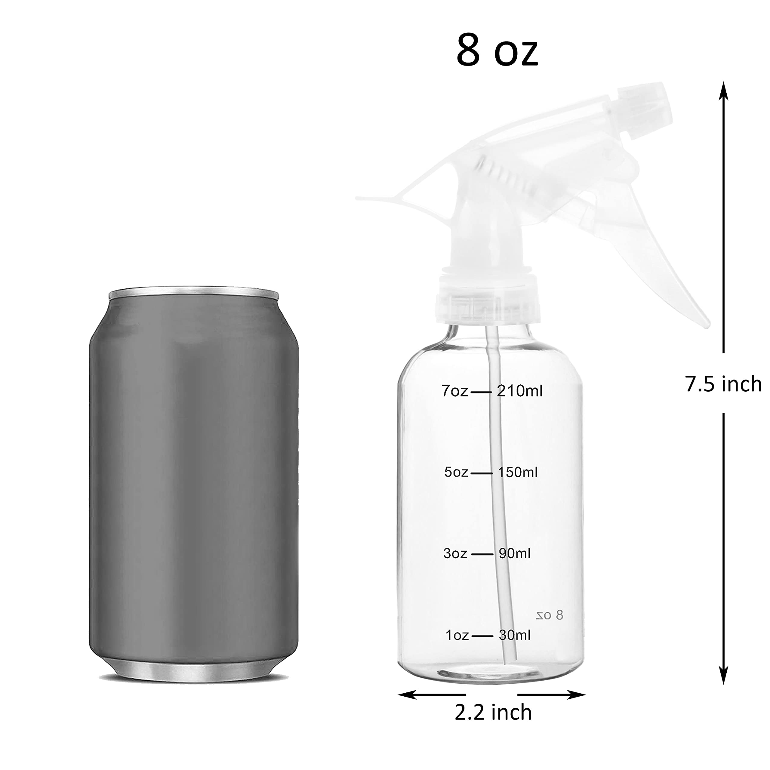 Youngever 6 Pack 8oz Empty Plastic Spray Bottles with Measurement - Refillable Hair & Cleaning Solution Bottles for Salon, Home, Kitchen, Garden & DIY Projects
