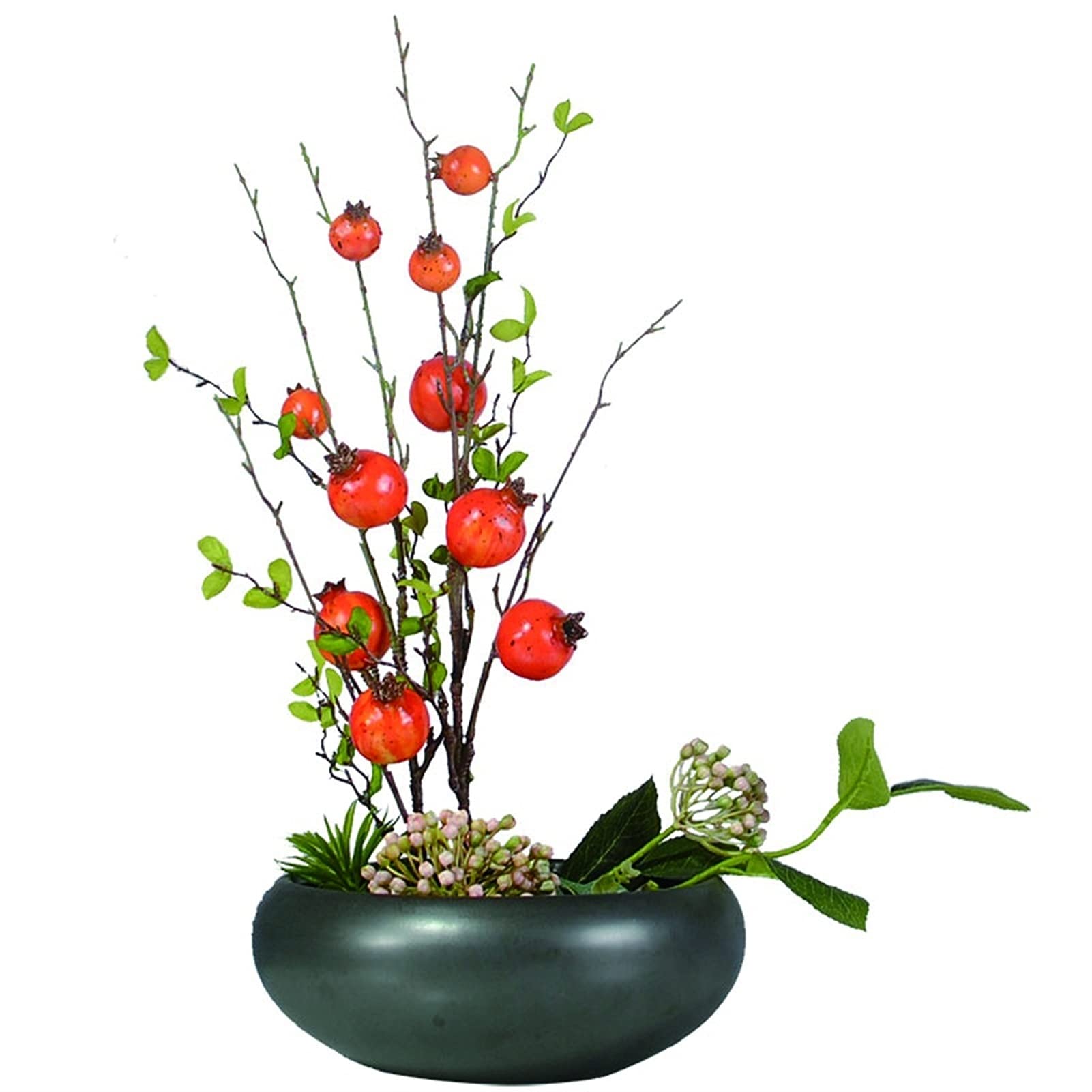 Artificial Pomegranate Bonsai Tree - Realistic Fake Flowers & Fruits for Wedding Decor, Home Decor, Party Centerpieces - Perfect for Tabletop Displays, Living Room Accents, and Event Decorations