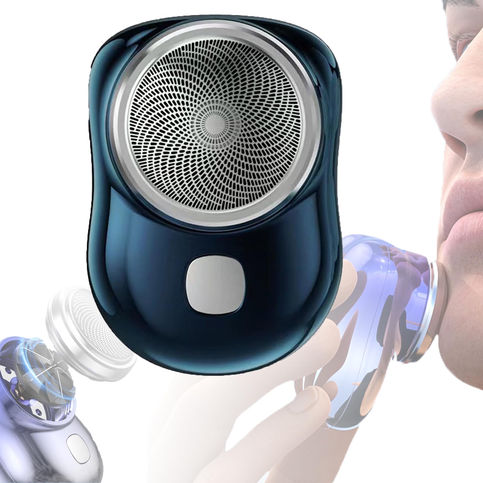 Berbiget Mini Electric Shaver - Portable Wet & Dry Shaver for Travel, Pocket Size Electric Razor for Men & Women - Perfect for On-the-Go Grooming, Gym Bags & Quick Touch-Ups (Blue)