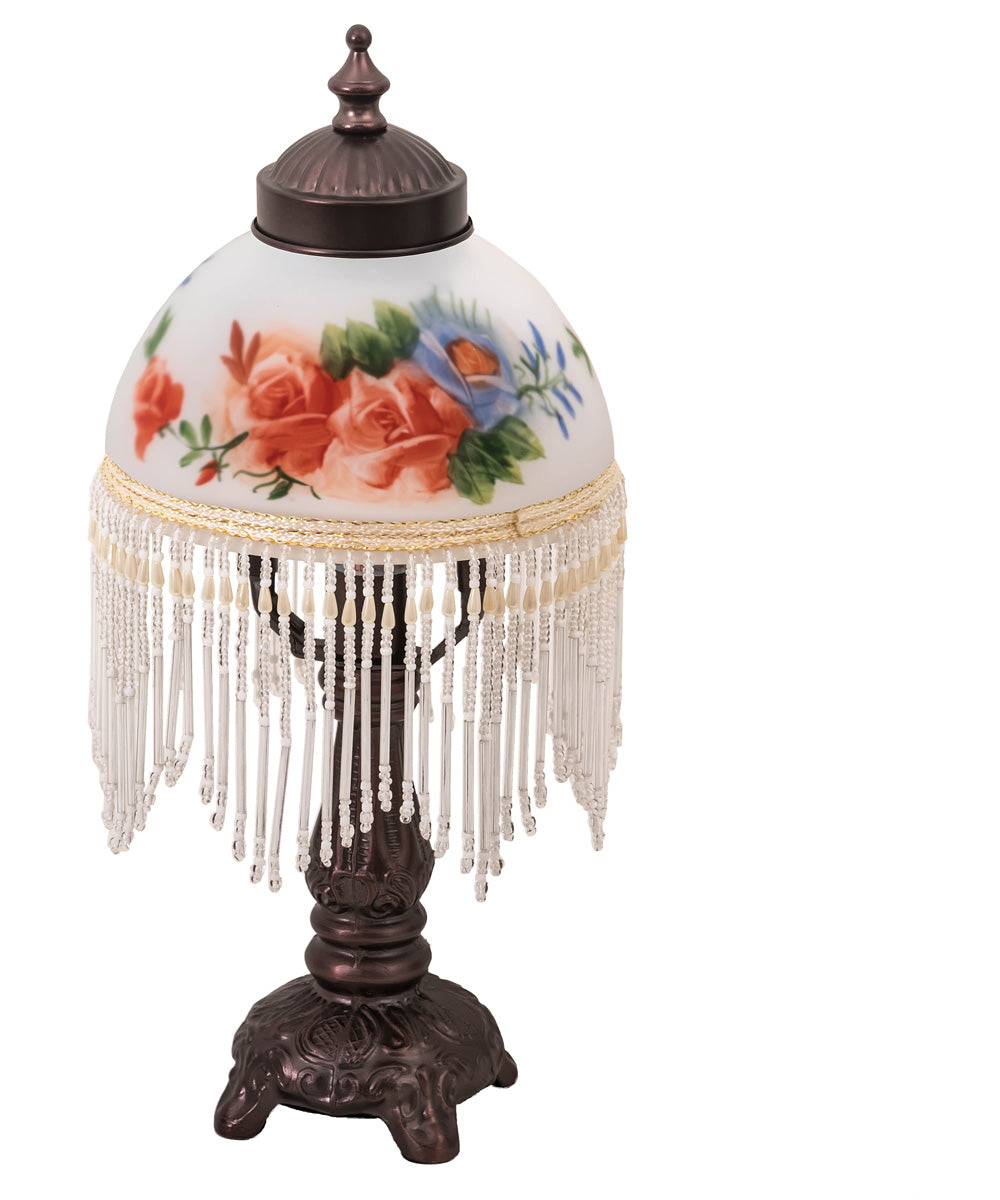 13H Rose Bouquet Fringed Mini Lamp - Romantic Floral Night Light for Bedroom, Wedding Decor, Valentine's Gift, Home Ambiance Lighting