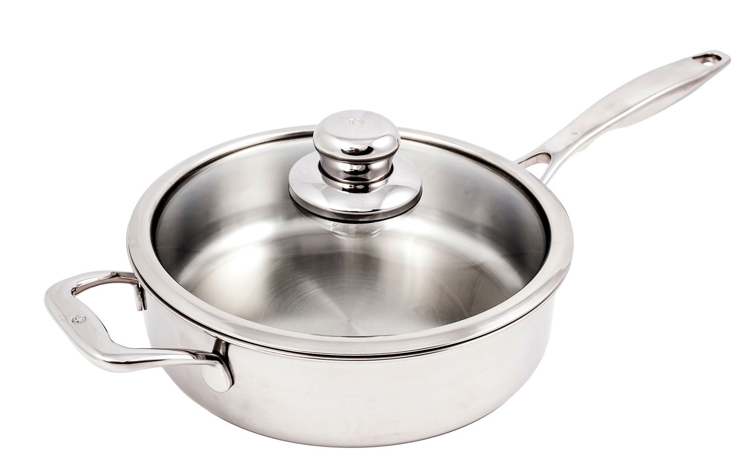 Premium Swiss Diamond 5-Ply Stainless Steel 4.2 Quart Sauté Pan with Lid - 11 Inch Induction Compatible Skillet, Oven & Dishwasher Safe - Satin Exterior Finish for Professional Cooking & Home Kitchen Use