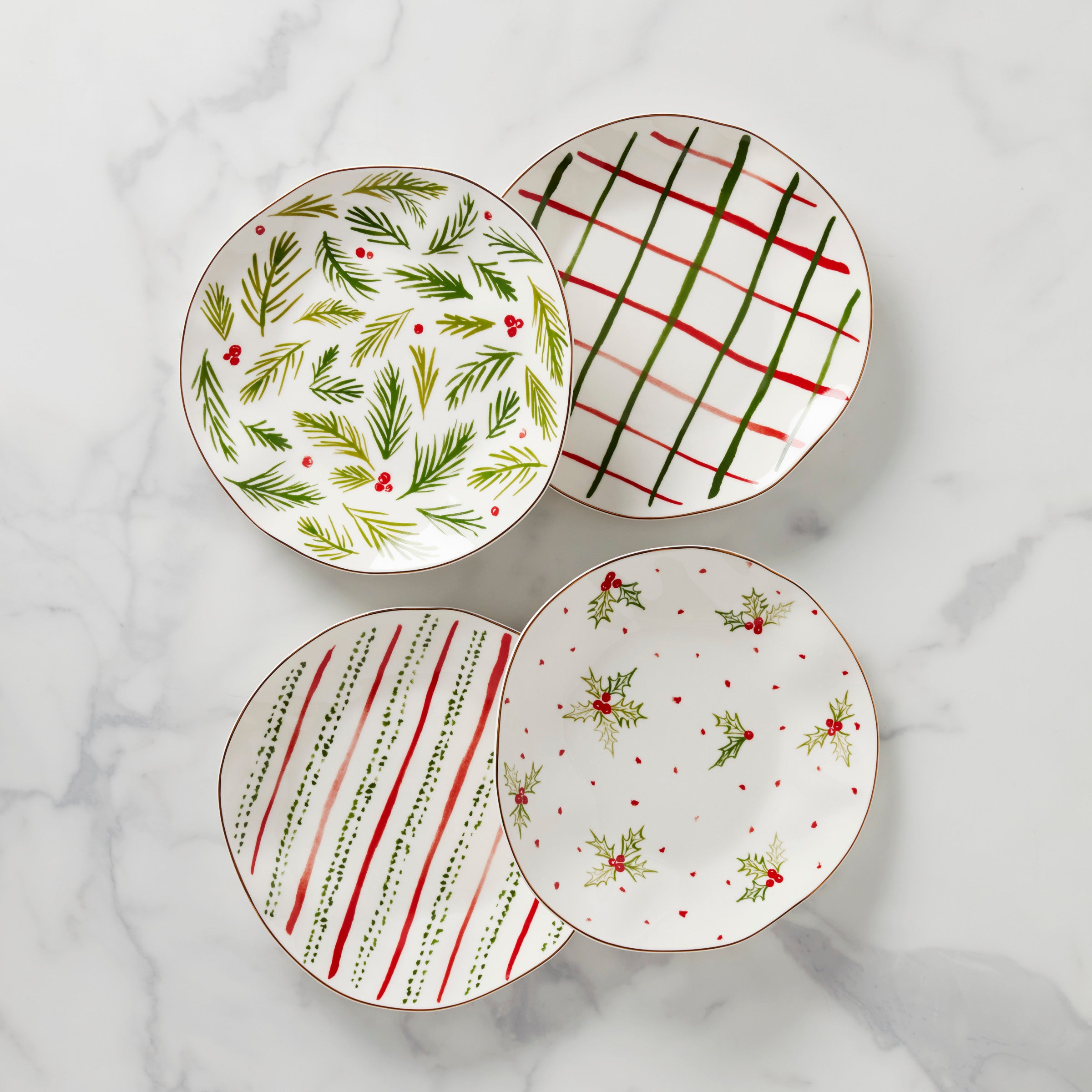 Bayberry Dessert Plates Set of 4 - Elegant Small Plates for Cakes, Cookies & Appetizers - Perfect for Parties, Tea Time & Home Dining