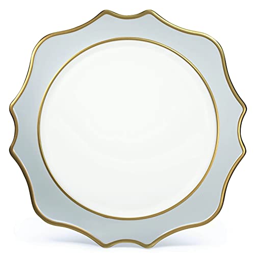 E. Scalloped White & Baby Blue w/ Gold Rim