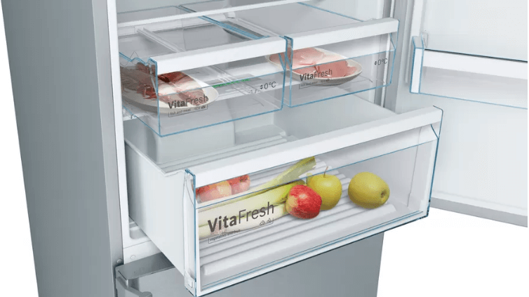 Bosch KGN56XI40J Series 4 Freestanding Refrigerator with Bottom Freezer - 193x70cm Stainless Steel Energy Efficient Fridge for Modern Kitchen | Perfect for Families & Open-Plan Living Spaces