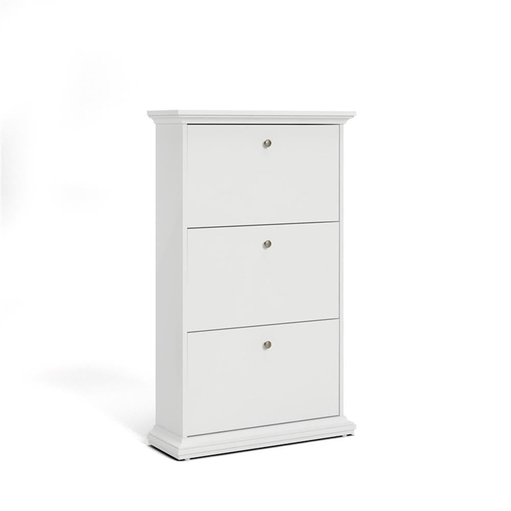 White Wooden Shoe Storage Cabinet with 3 Drawers - Set of 2 for Entryway, Closet & Bedroom Organization | Home Square Space-Saving Shoe Rack for Small Spaces