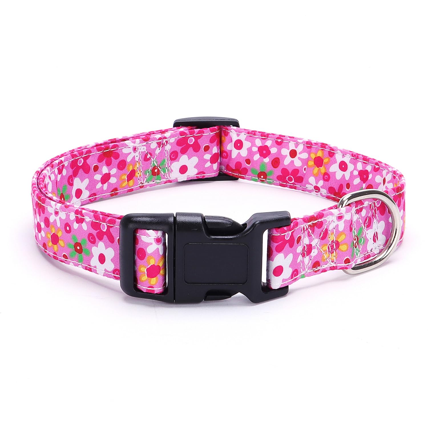 Moonpet Adjustable Dog Collars for Small to Large Dogs - Soft Bohemian Floral Pattern Pet Collar (Pink Floral) - Perfect for Daily Walks, Training & Outdoor Adventures