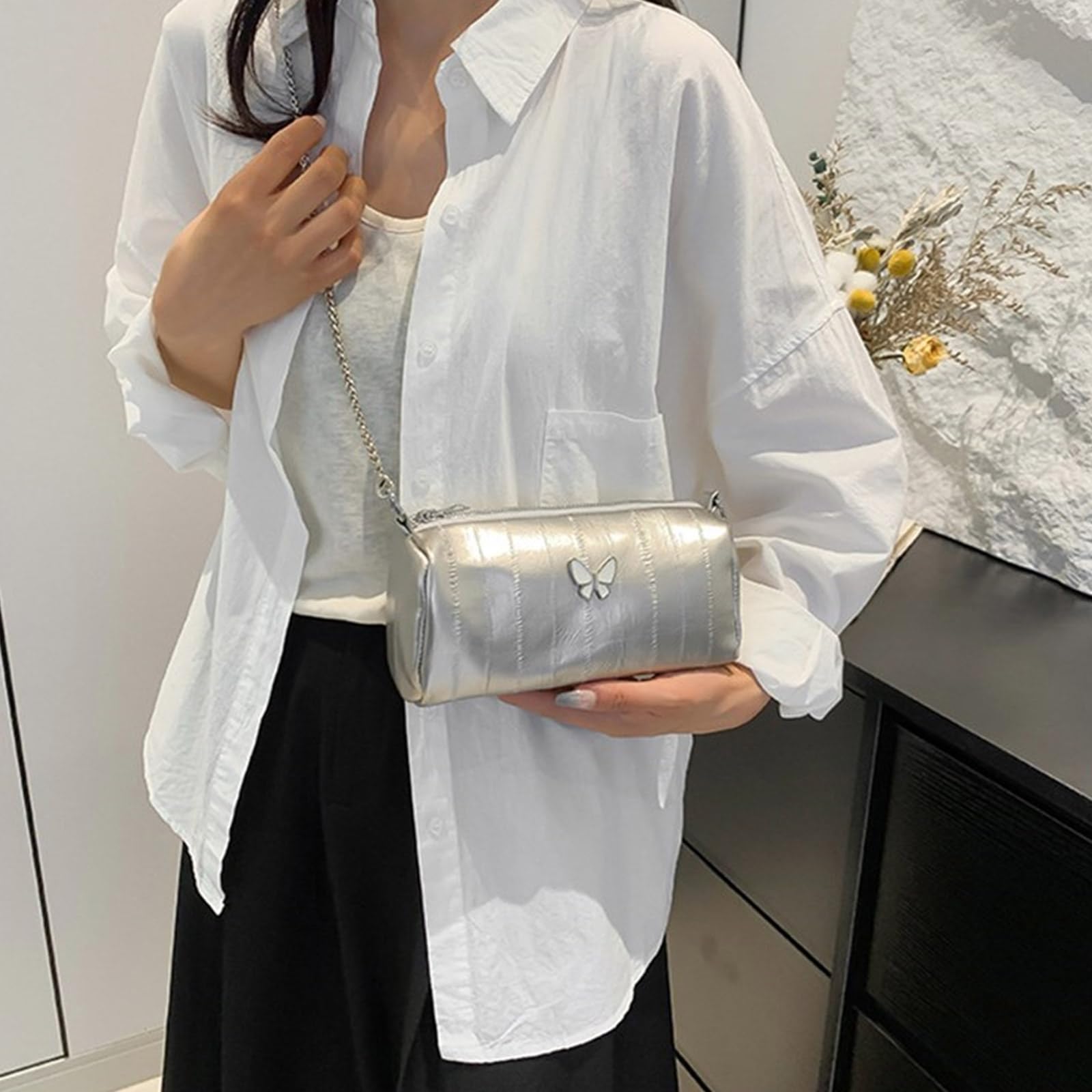 Stylish Guojiang Women's Crossbody Bag with Chain Strap - PU Leather Butterfly Shoulder Handbag for Casual, Shopping & Dating | Perfect Everyday Purse for Work, Travel & Outings