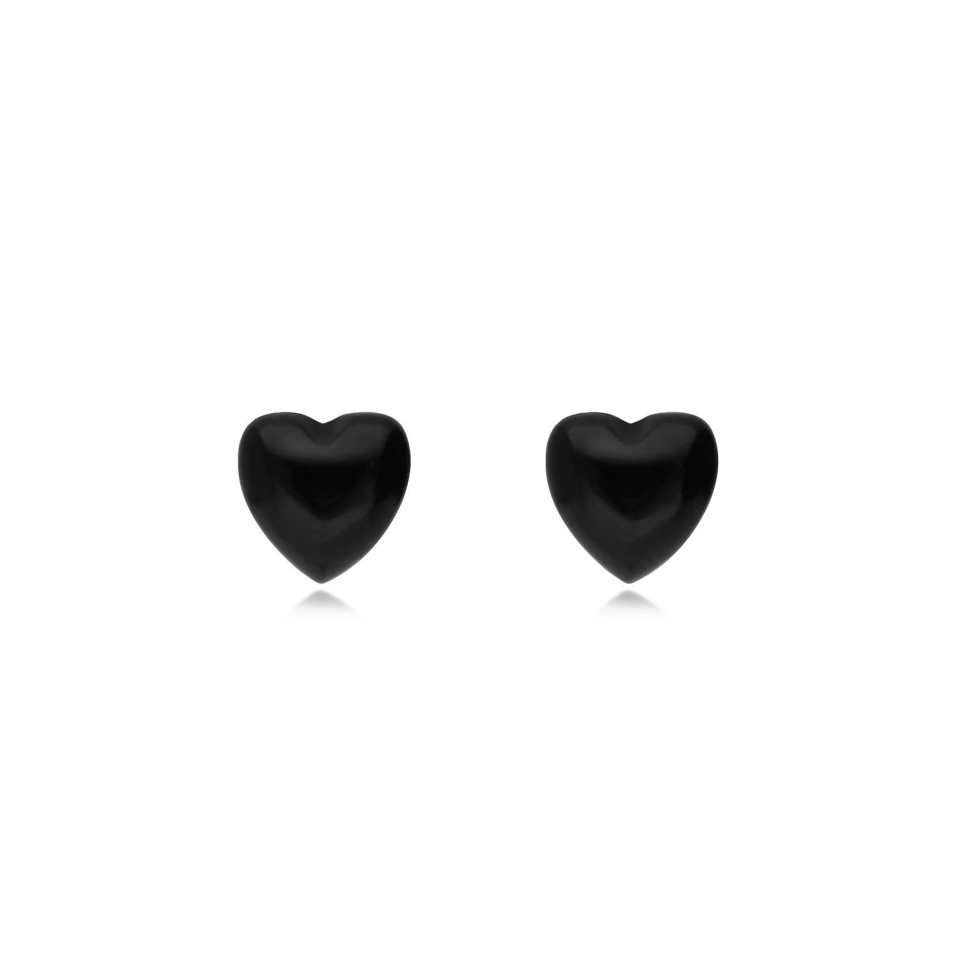 Whitby Jet Sterling Silver Heart Stud Earrings – Free Form Design for Women | Perfect for Gifts, Weddings & Everyday Wear